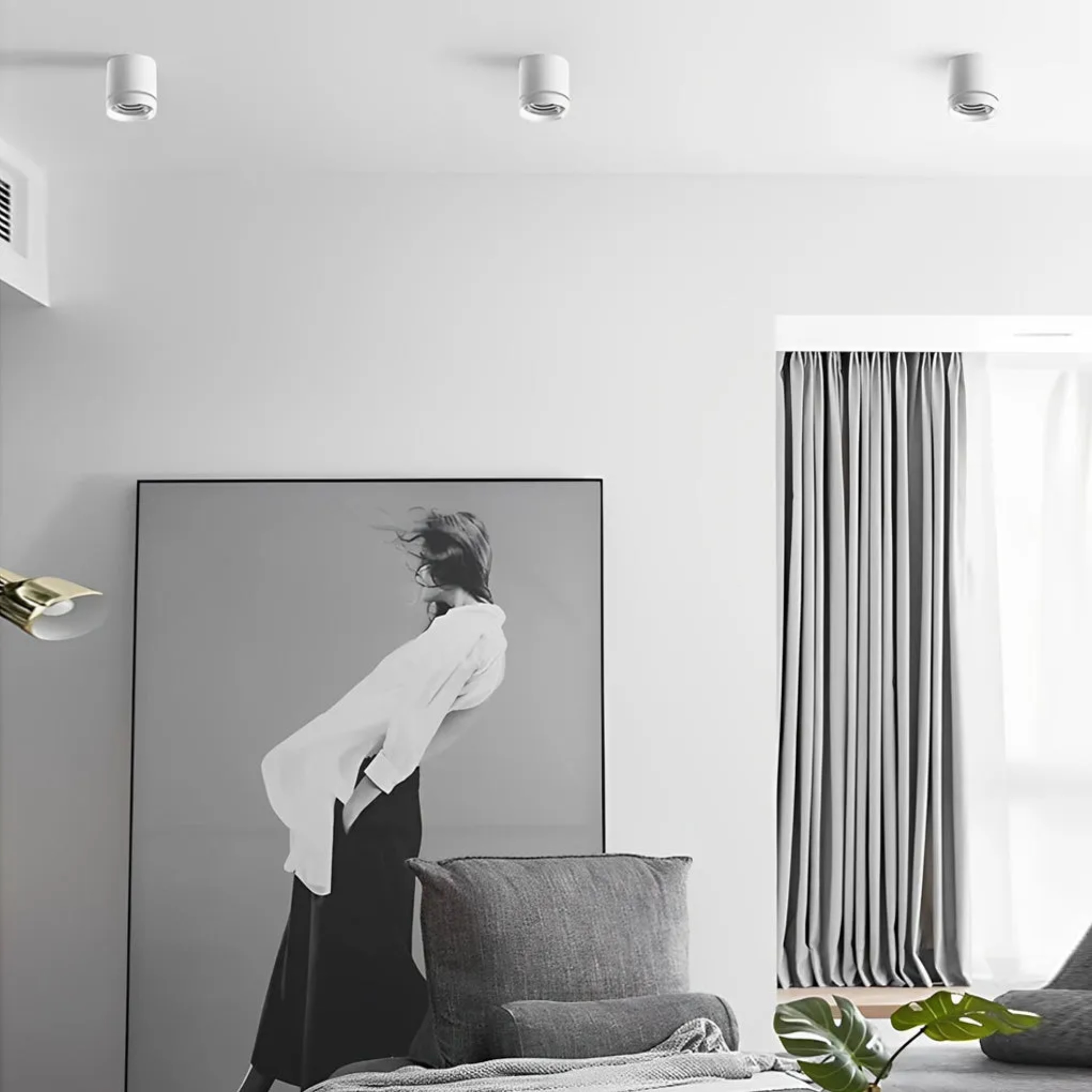 Modern cylindrical flush mount lighting in synthetic — Warm White (3000K) / White