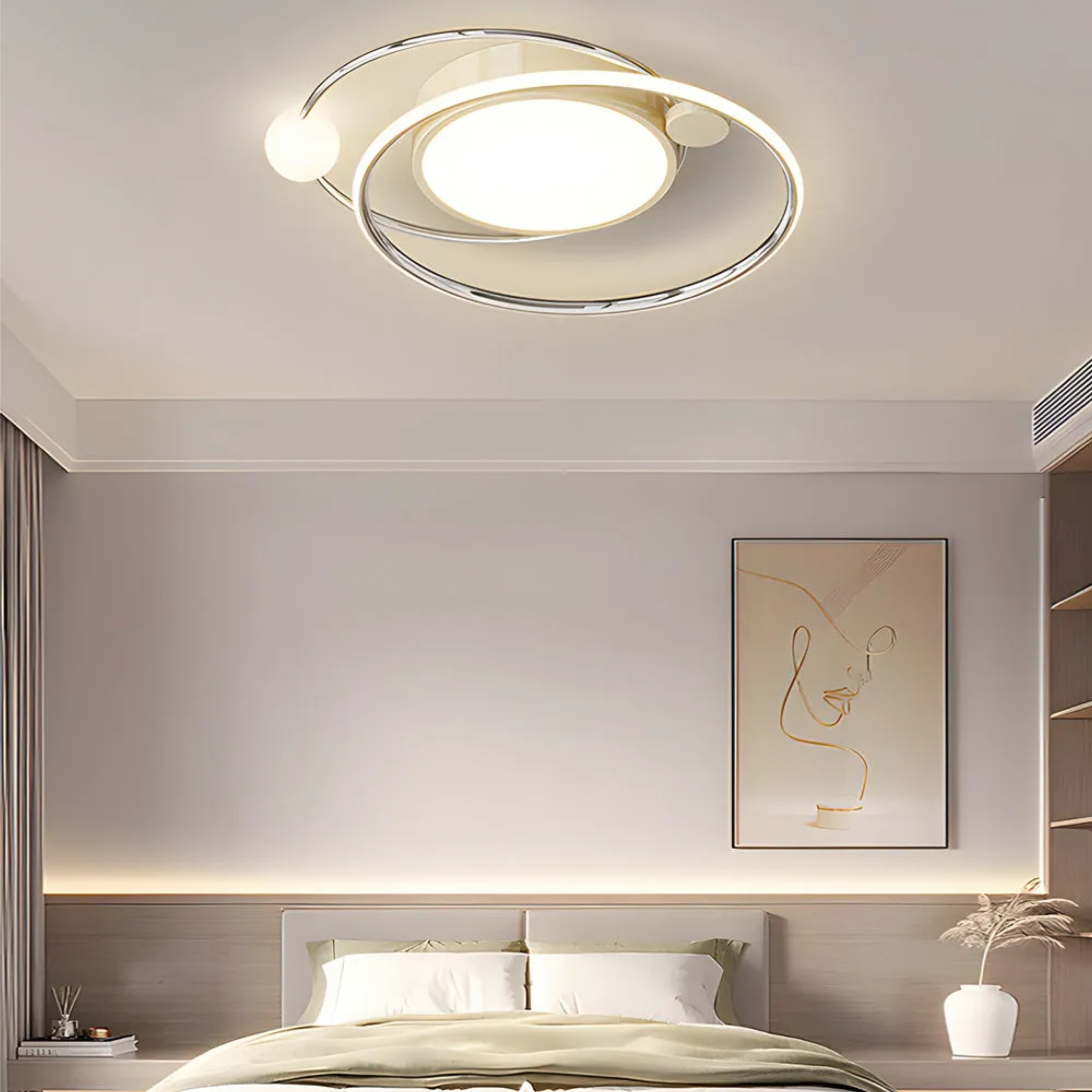 Metal flush mount lighting in yellow — Light Yellow / 3-Color Changeable