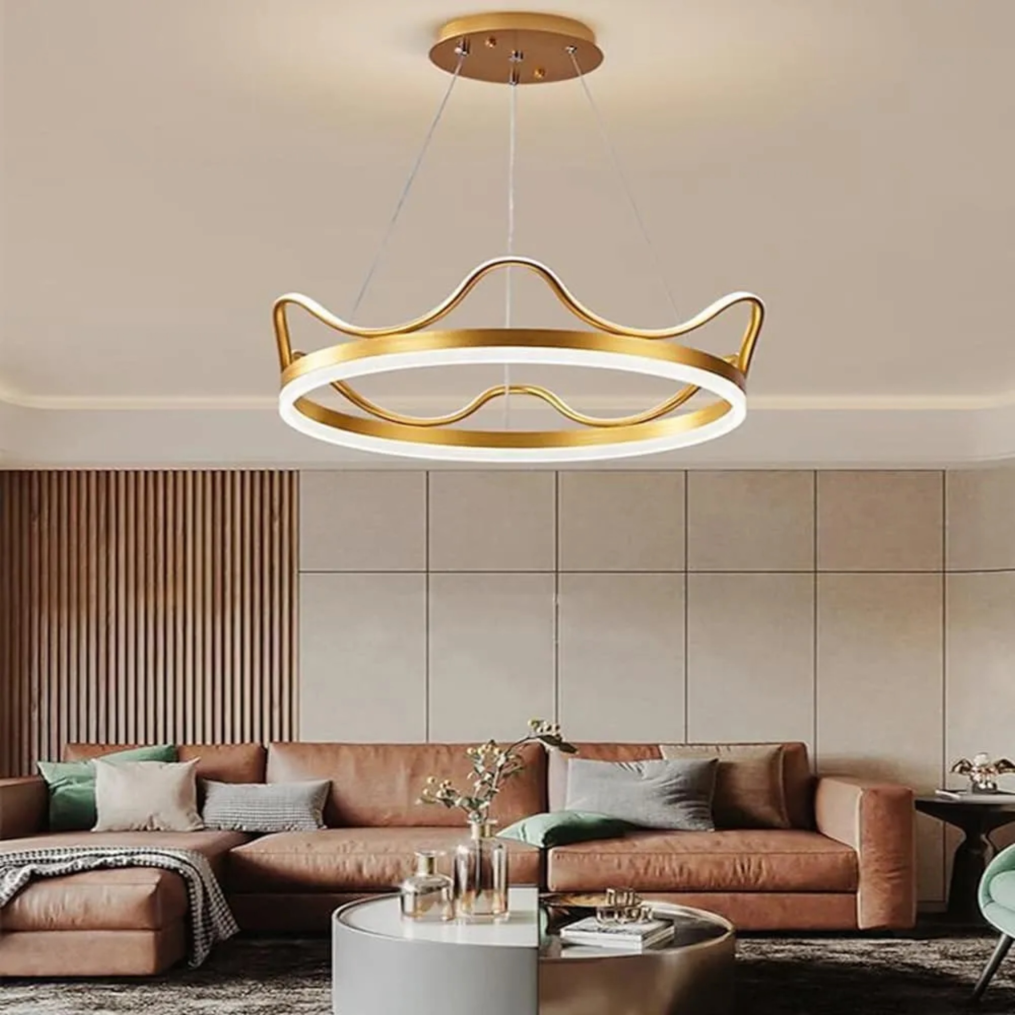 Round crown chandeliers in synthetic — Matte Black