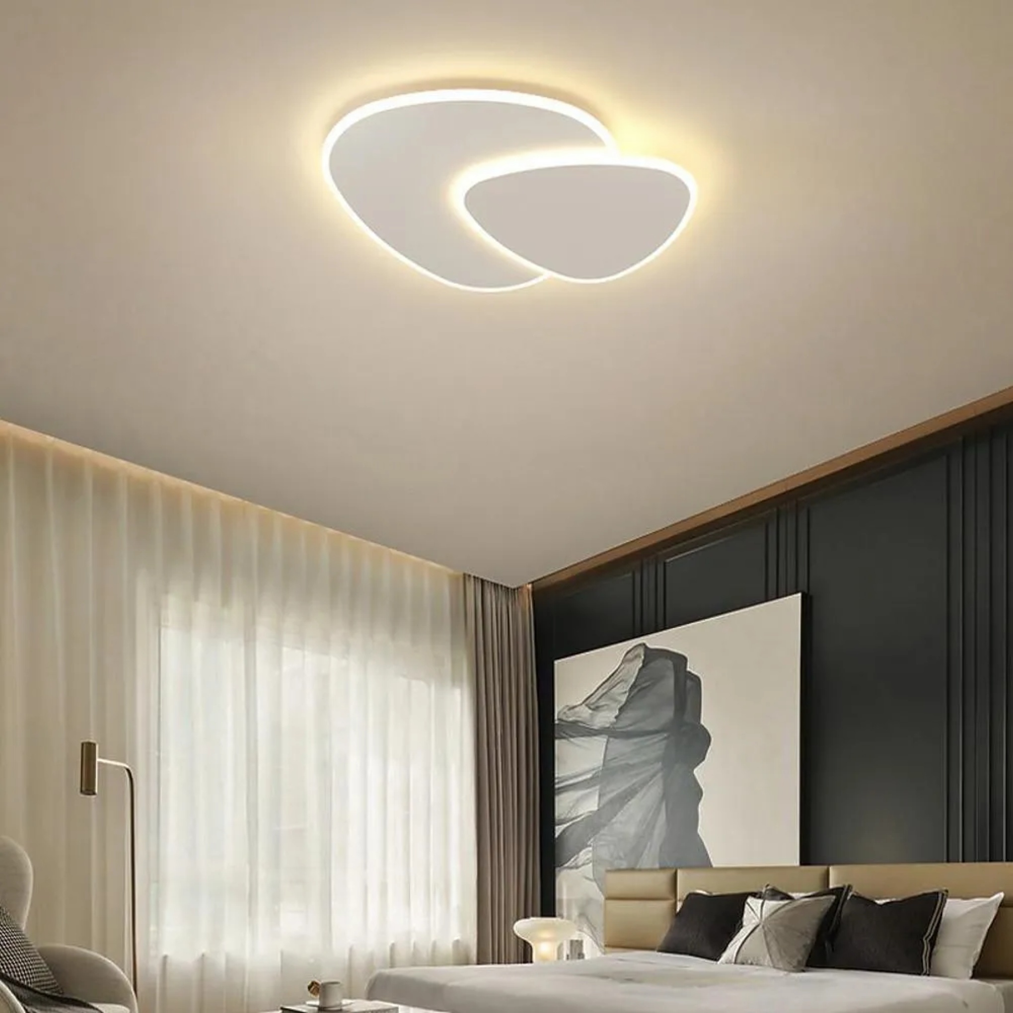 Modern white flush mount lighting in synthetic — 20" Diameter / Warm White (3000K)