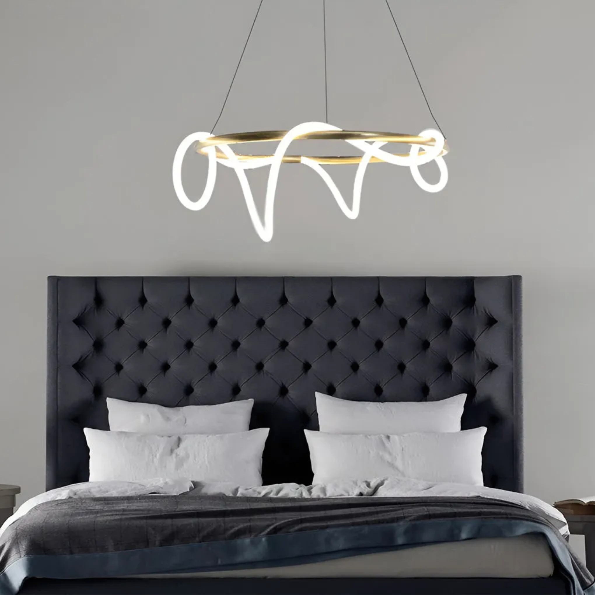 Modern strip diy metal pendant lighting — 24" Dia / Warm White (3000K) / Round