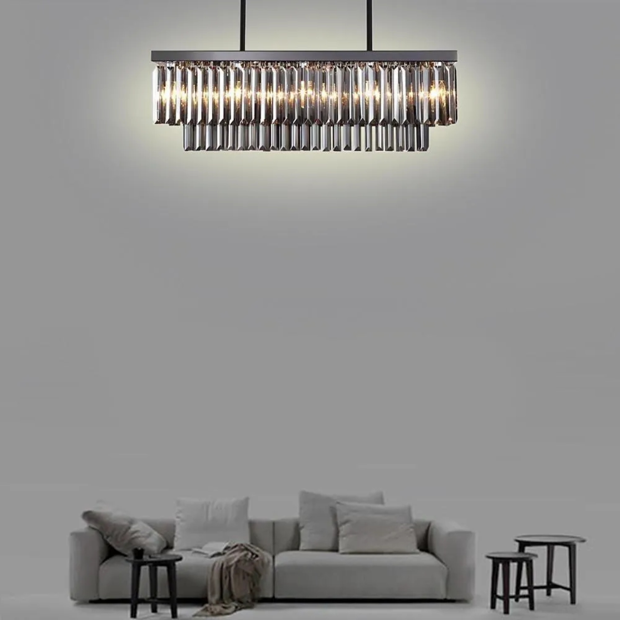 Gray industrial double-layer chandeliers — Matte Black