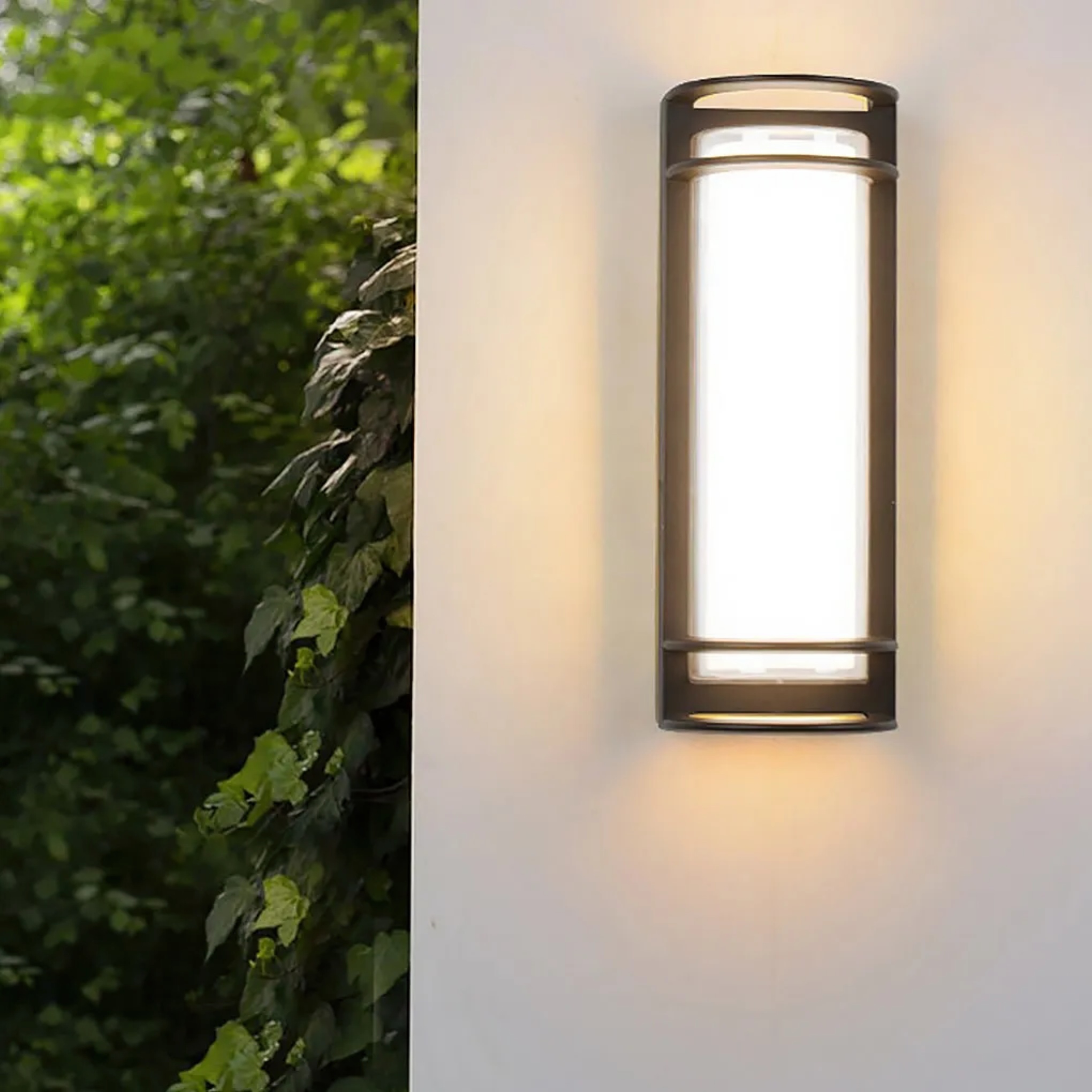 Modern column double-layer black outdoor wall lighting — Variant A