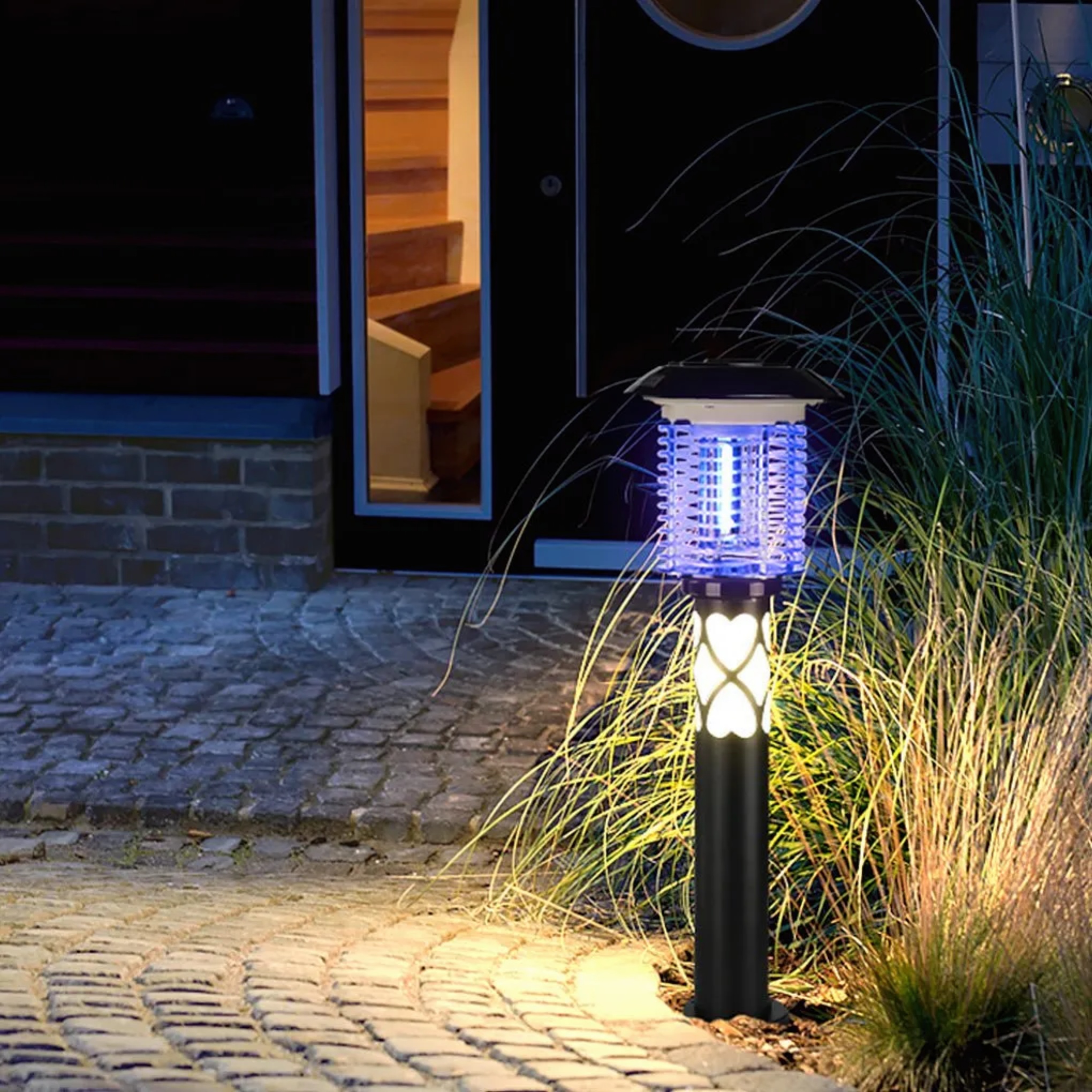 Black synthetic dual-purpose mosquito landscape lighting - industrial — Solar