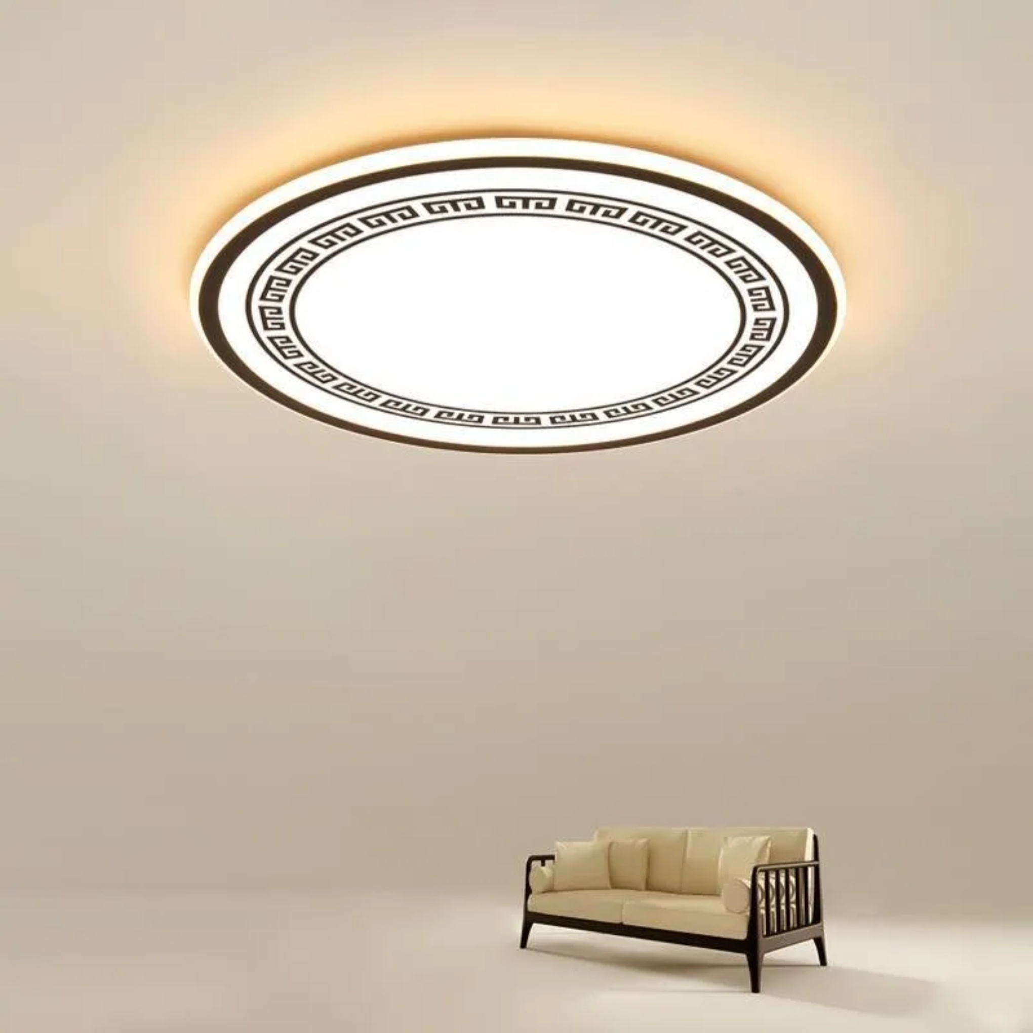 Contemporary eastern round black flush mount lighting, Lighom — 16" Diameter / Cool White (6000K)