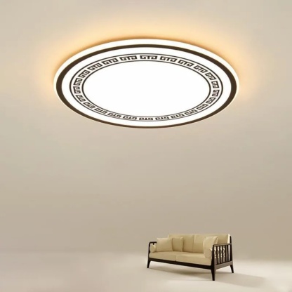 Contemporary eastern round black flush mount lighting, Lighom — 16" Diameter / Cool White (6000K)