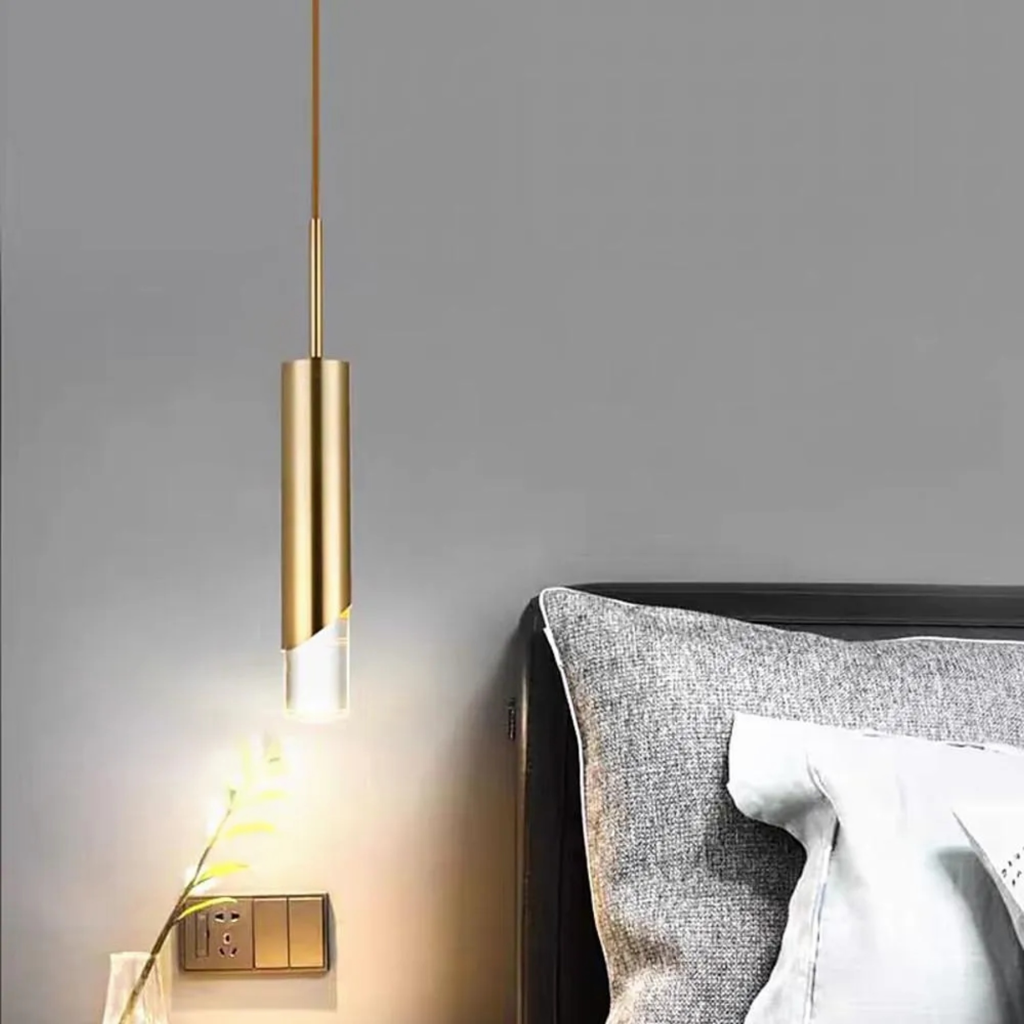 Lighom industrial slender elongated glass pendant lighting — Set of 1