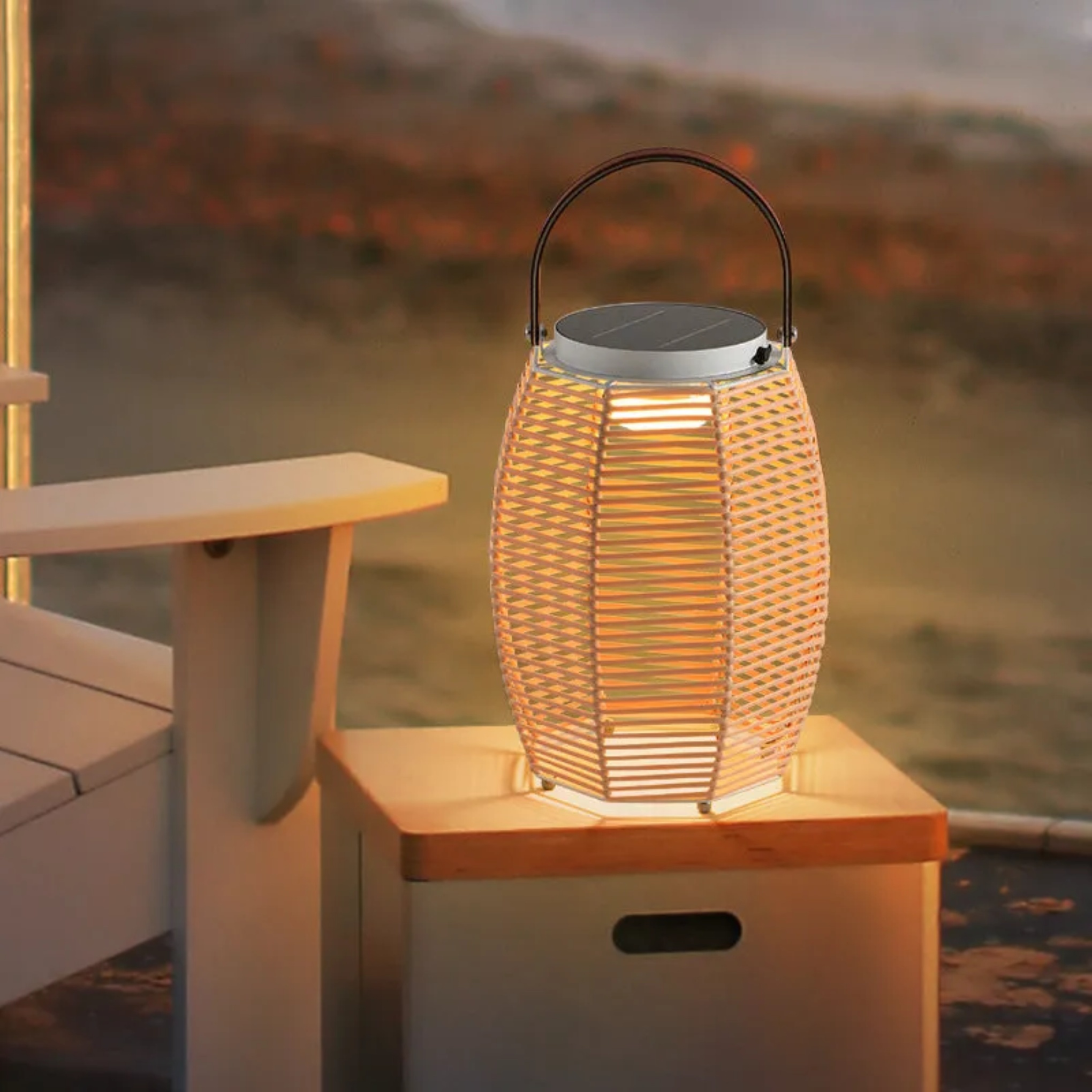 Beige leather conic lantern outdoor wall lighting - rustic — Small (12"H