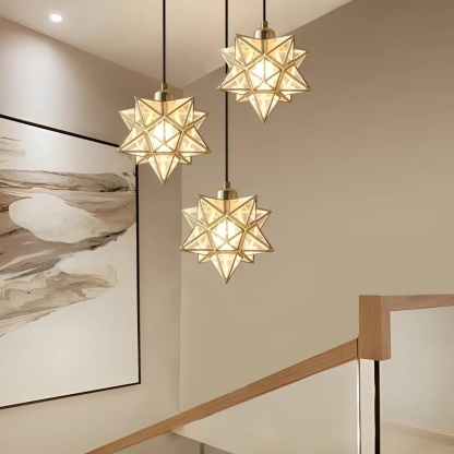 Modern star five-pointed pendant lighting in synthetic — Transparent / Brushed Gold