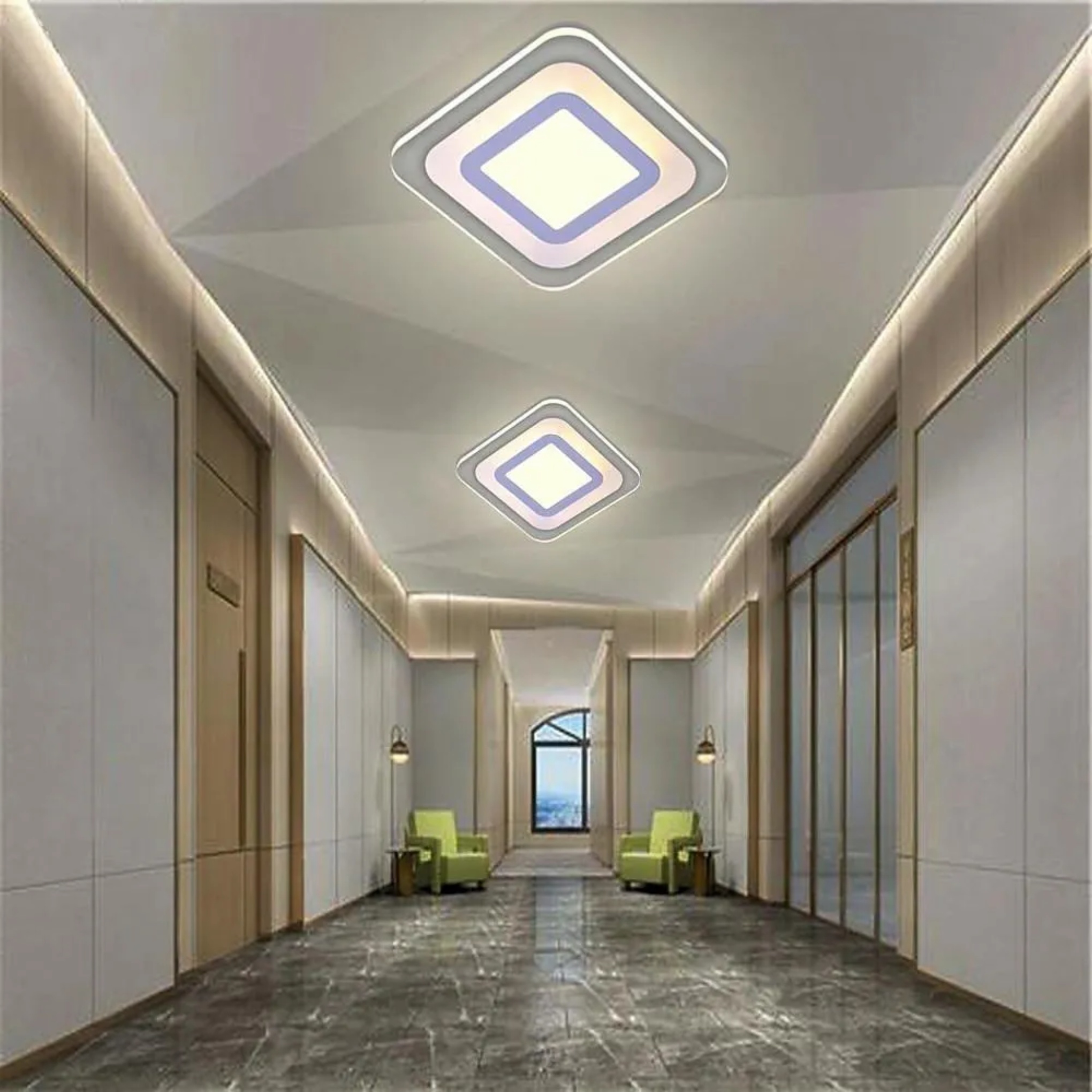 Flat ambient yellow synthetic flush mount lighting, Lighom — Warm White (3000K)