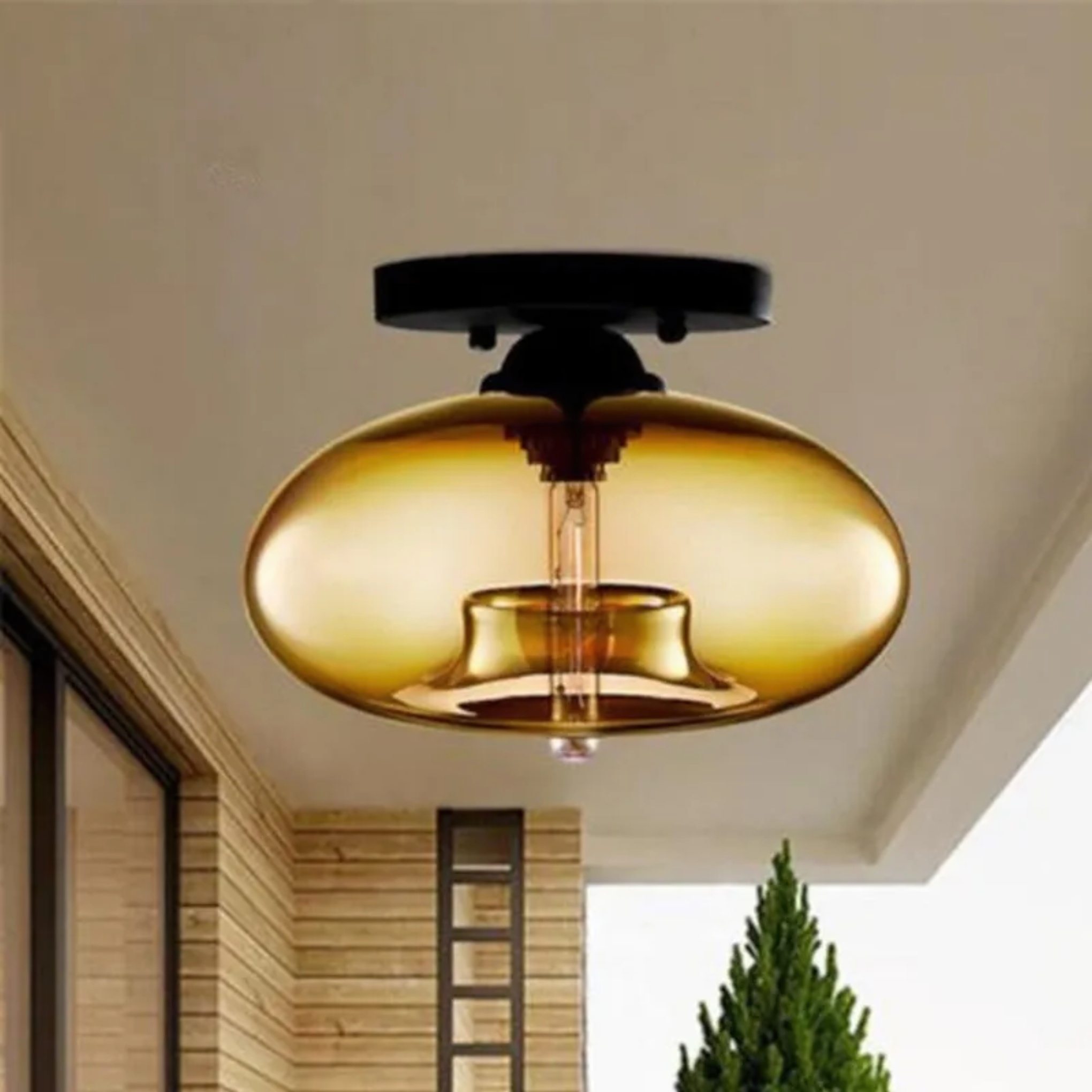 Lighom creative oval flat iron flush mount lighting — Transparent / 110V-120V (US/CA)