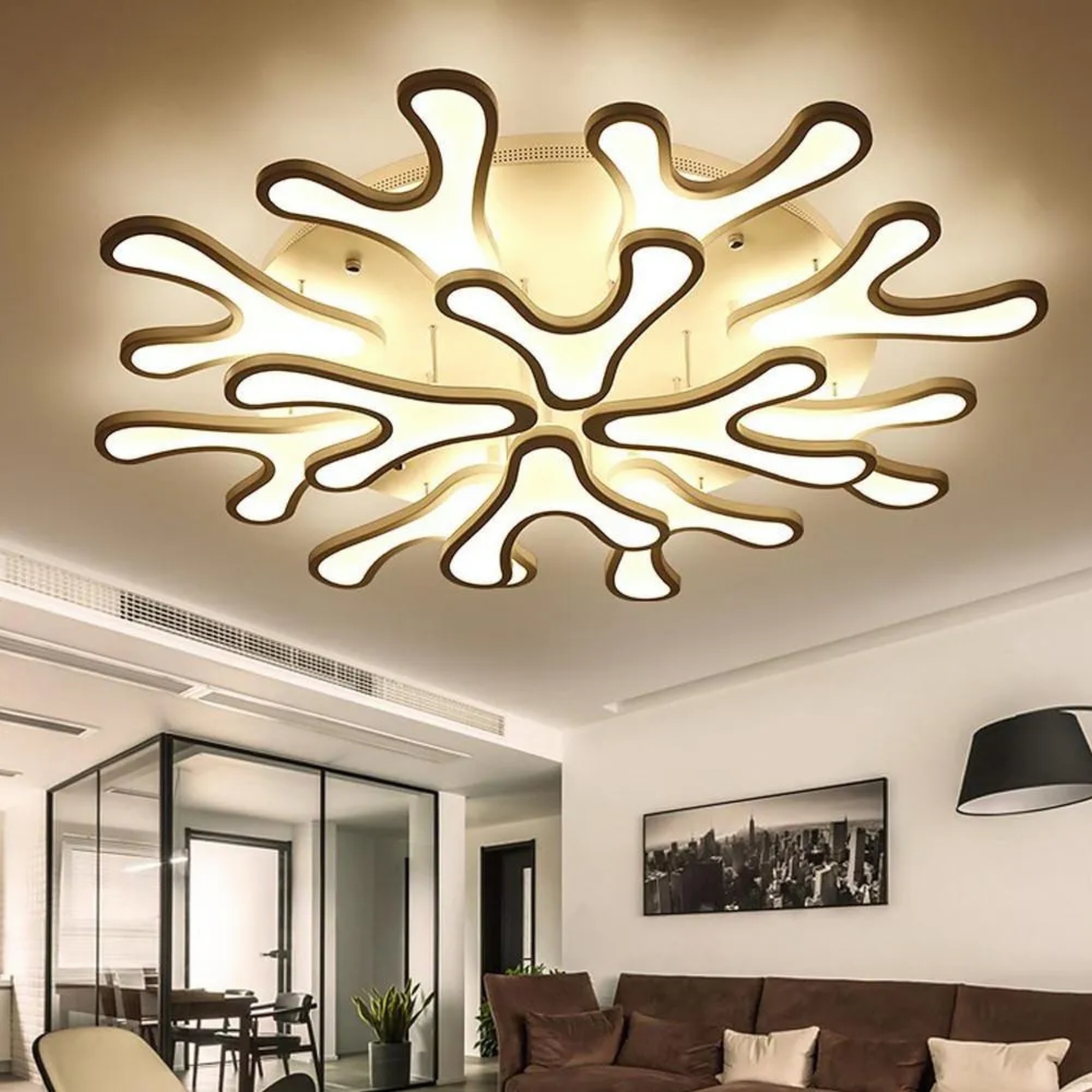 Nordic flower black synthetic flush mount lighting, Lighom — Dimmable / White / 4-Light