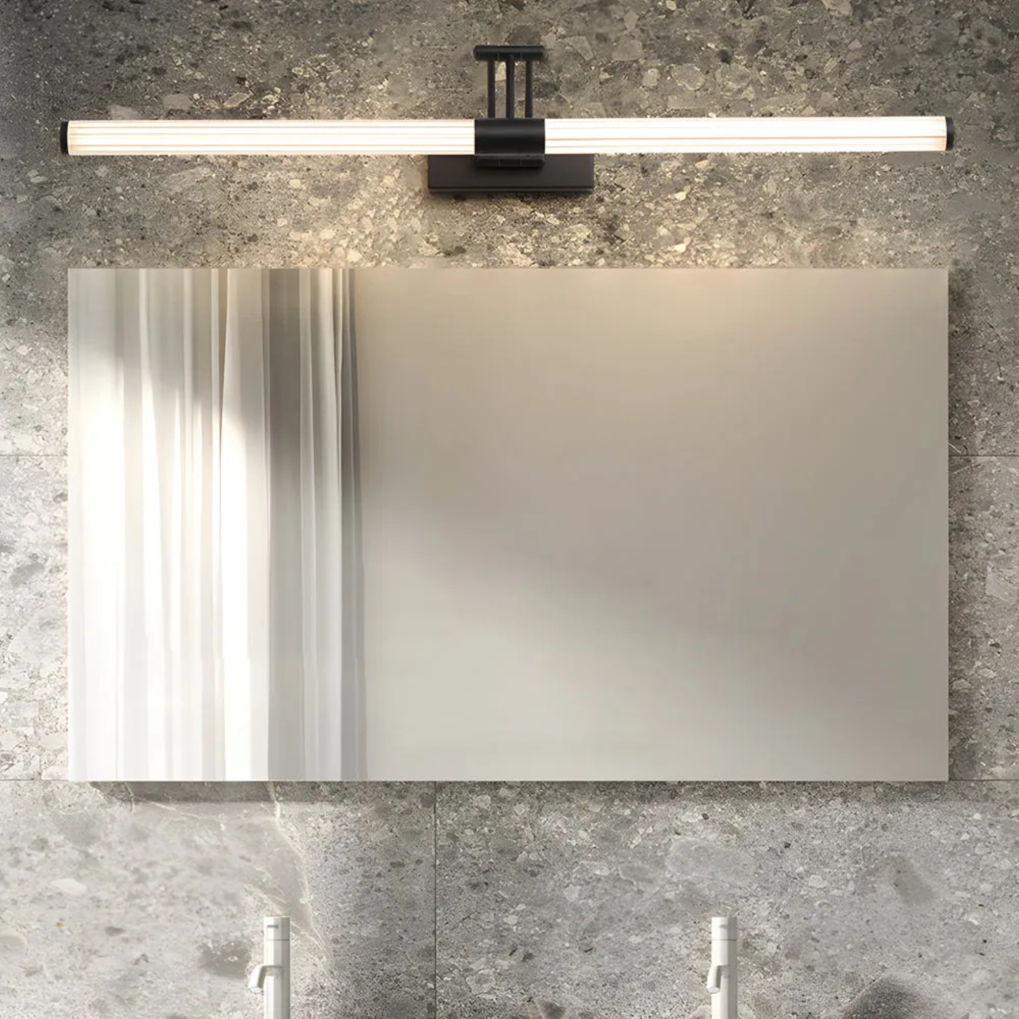 Black synthetic arms 360-degree bathroom vanity lighting - modern — 18.9" L x 9.8" W x 2" H / White