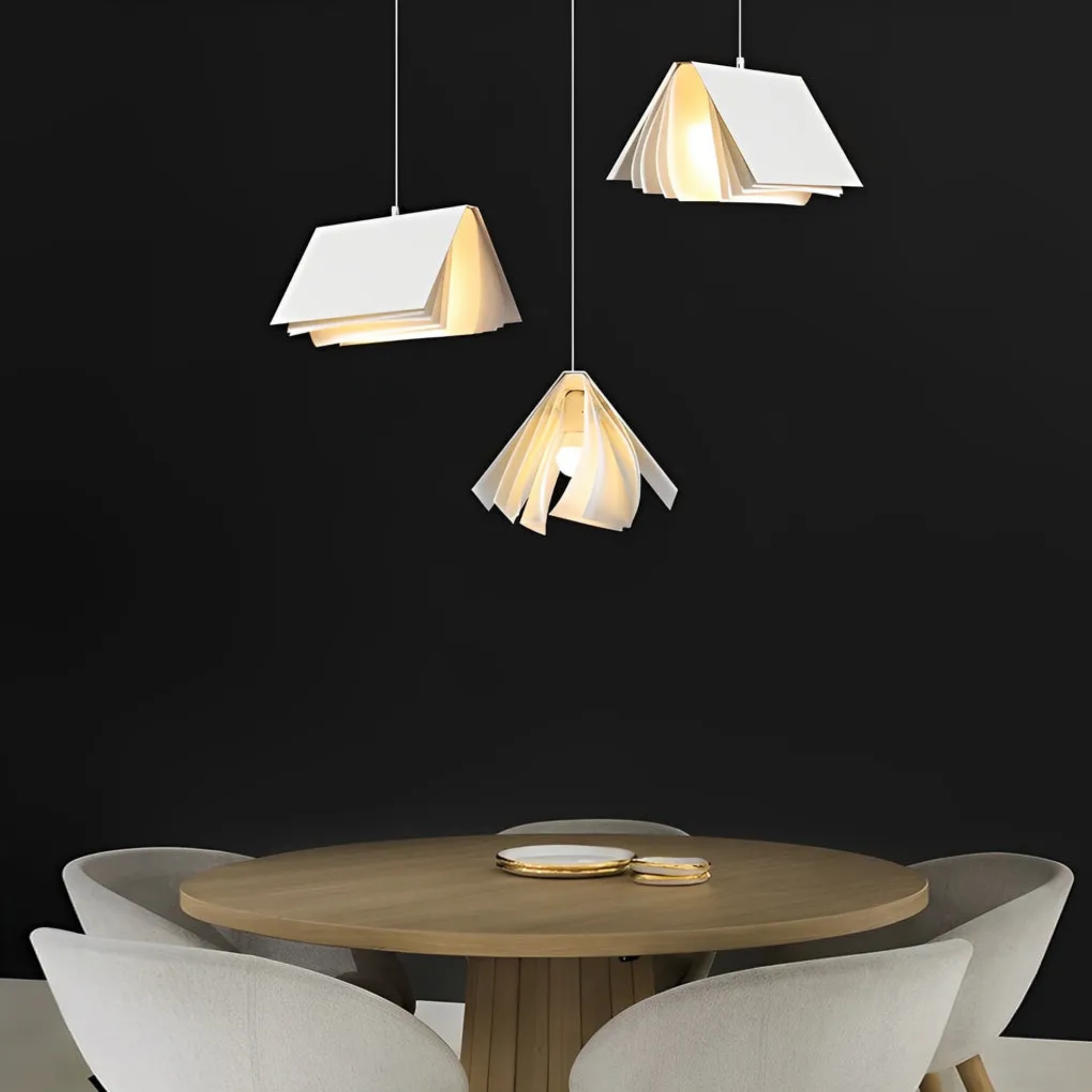 Modern folded book pendant lighting in iron — Gray