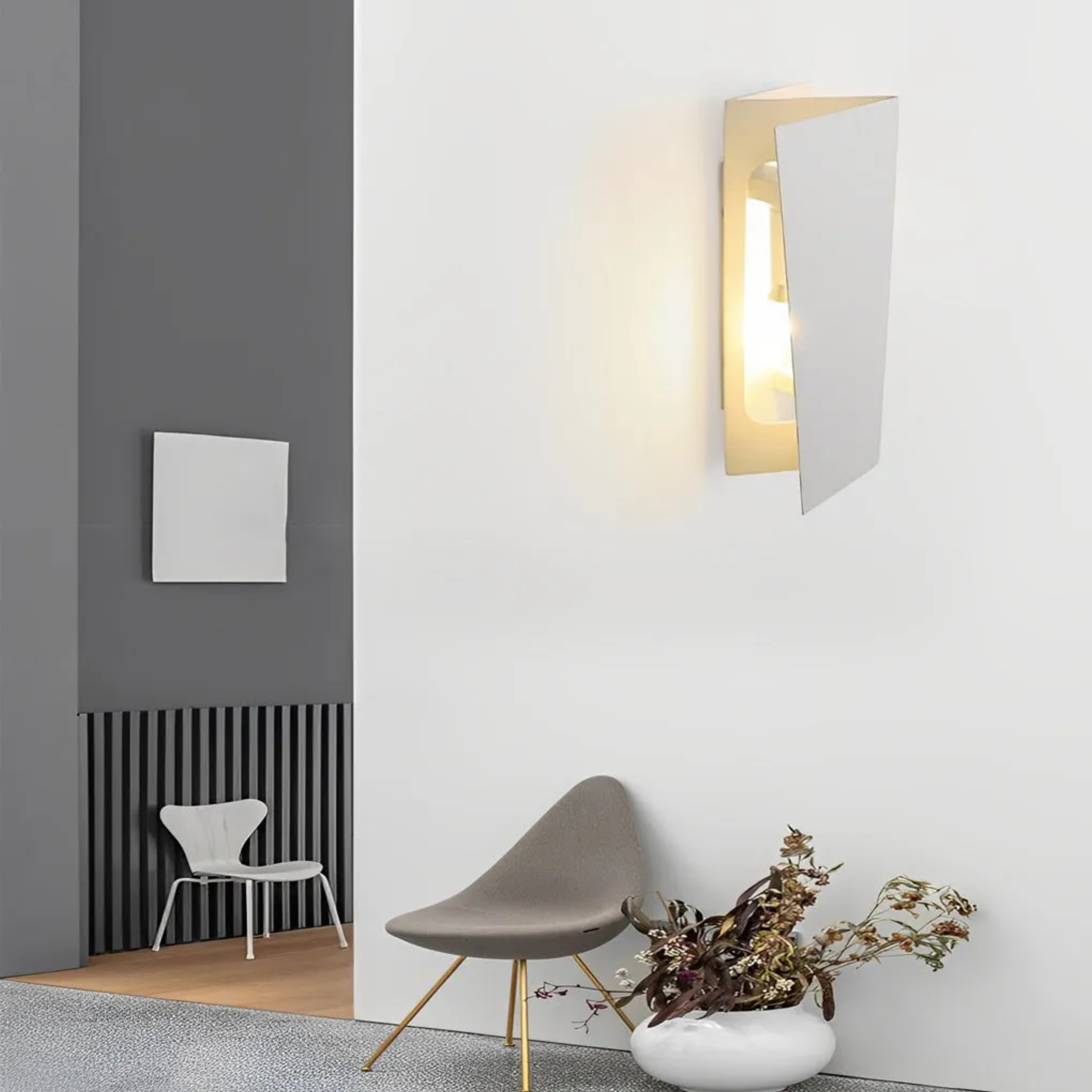 Modern folding rectangular black wall sconces, Lighom — Matte Black