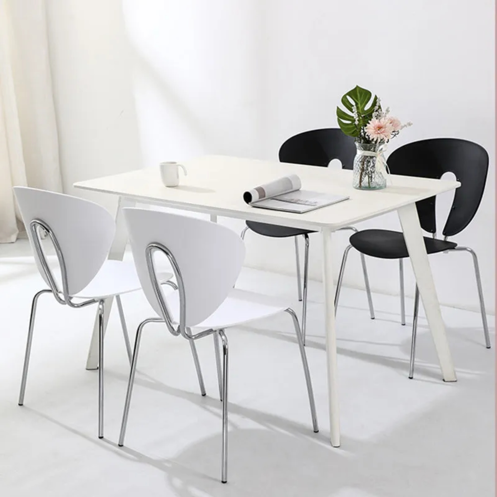 Lighom traditional triangular back black dining chairs & benches