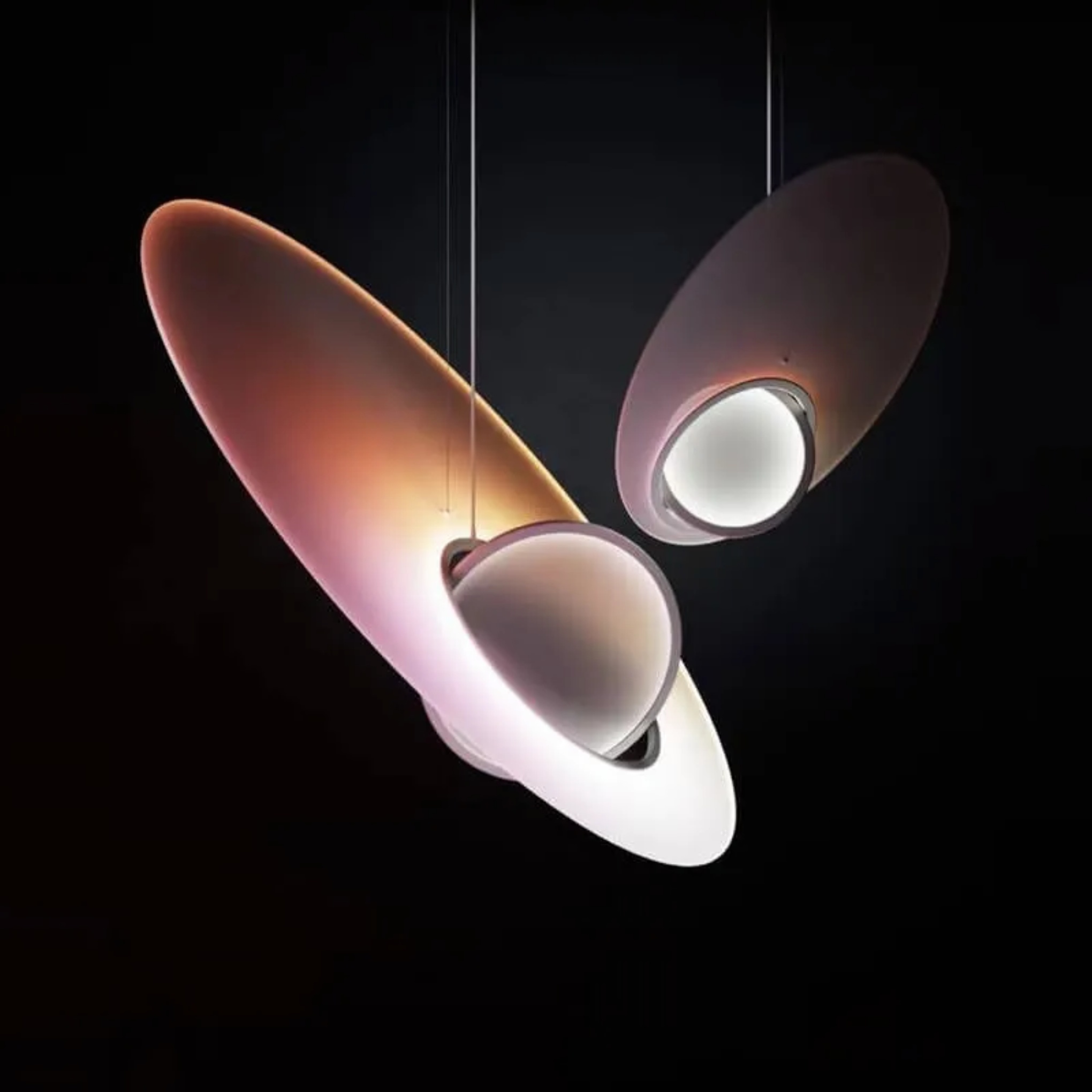 Modern saturn galaxy pendant lighting in acrylic — 15.75" W x 59.06" L / Warm White (3000K) / 110V-120V (US/CA)