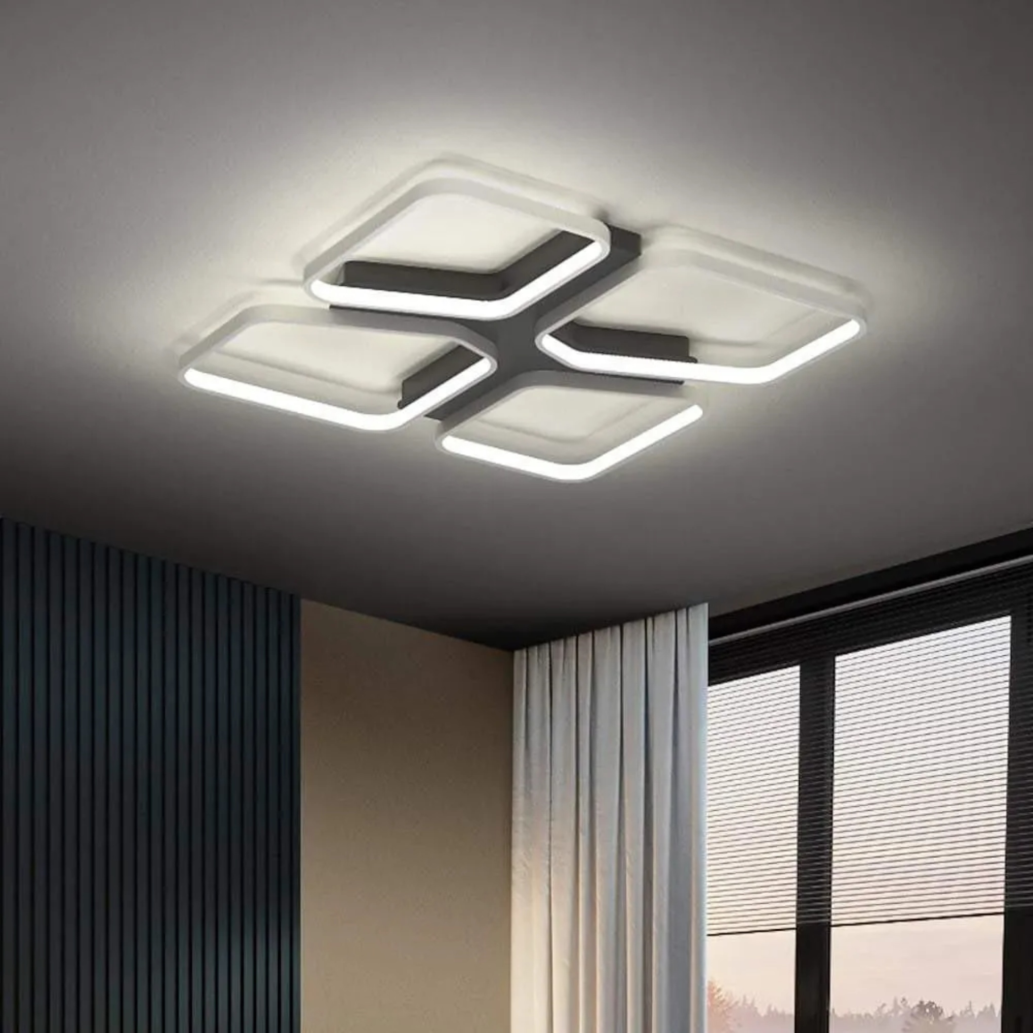 Lighom geometric arbitrary synthetic flush mount lighting — 17" Diameter / Warm White (3000K) / White