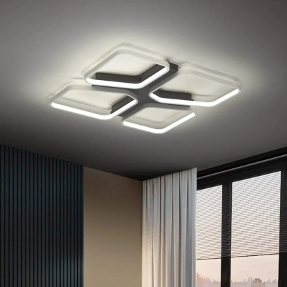 Lighom geometric arbitrary synthetic flush mount lighting — 17" Diameter / Warm White (3000K) / White