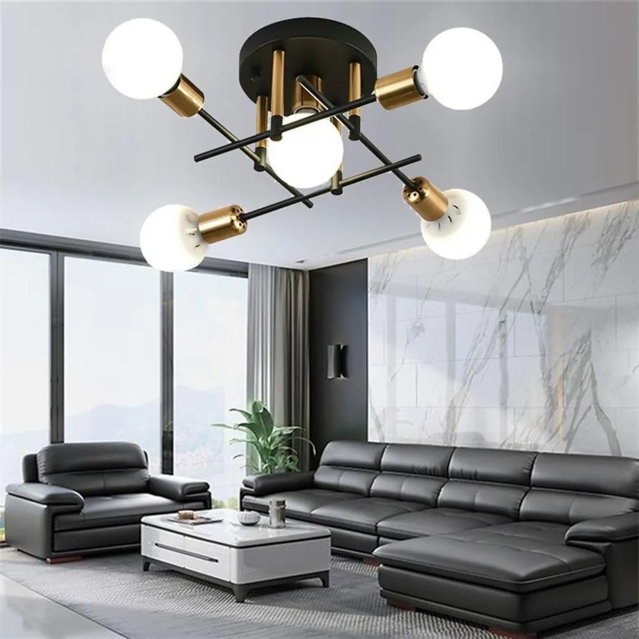Lighom nordic geometric artistic white semi-flush mount light