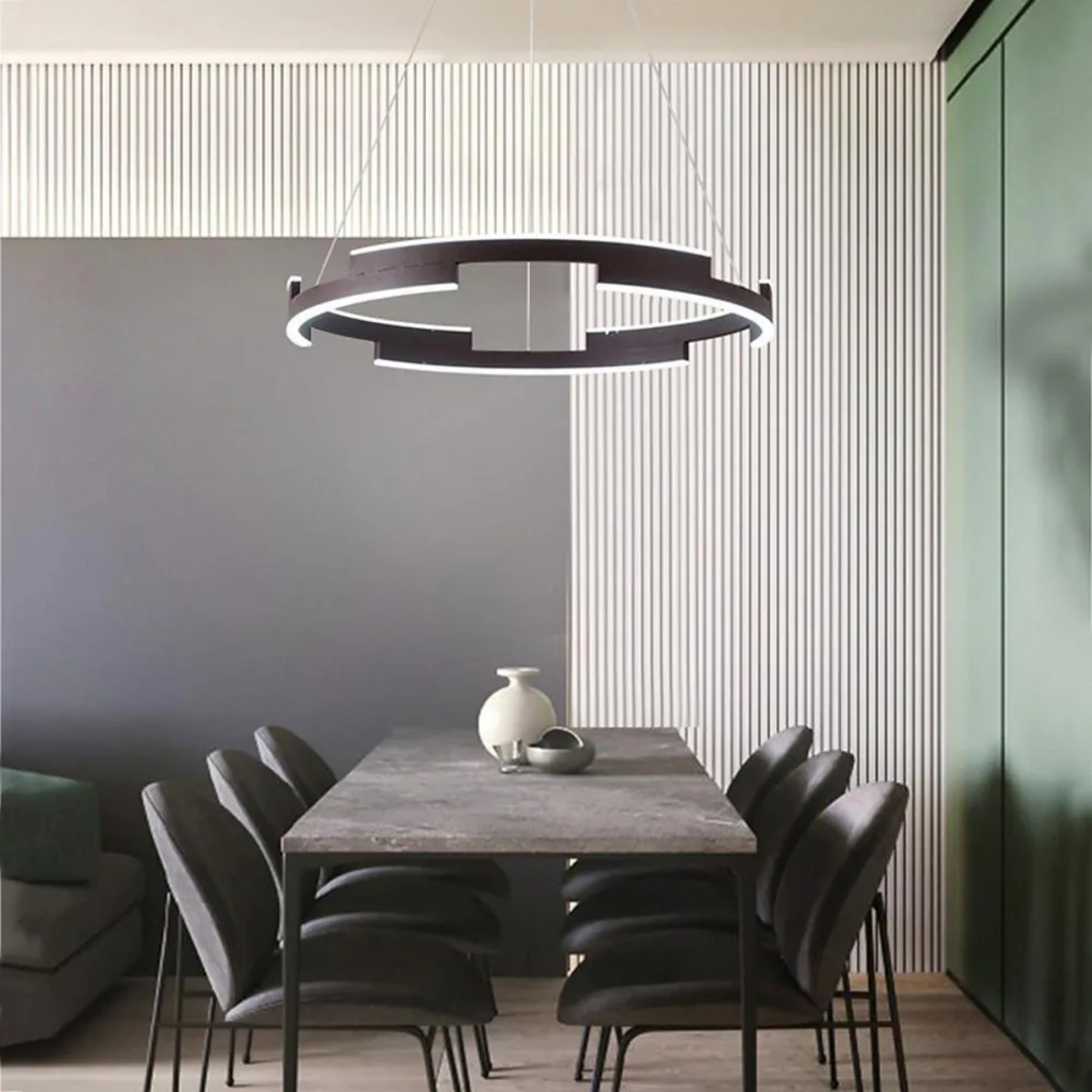 Lighom modern island geometric brown pendant lighting — Warm White (3000K) / Brushed Gold