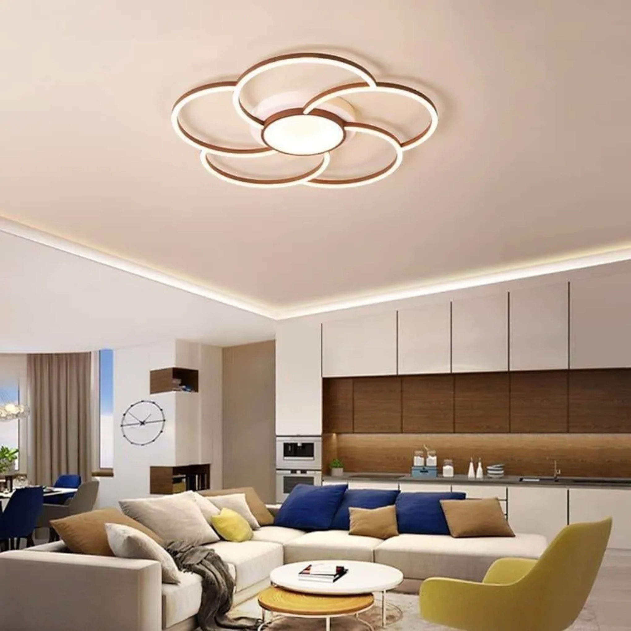 Geometric synthetic flush mount lighting for bedroom — Warm White (3000K) / 3-Light