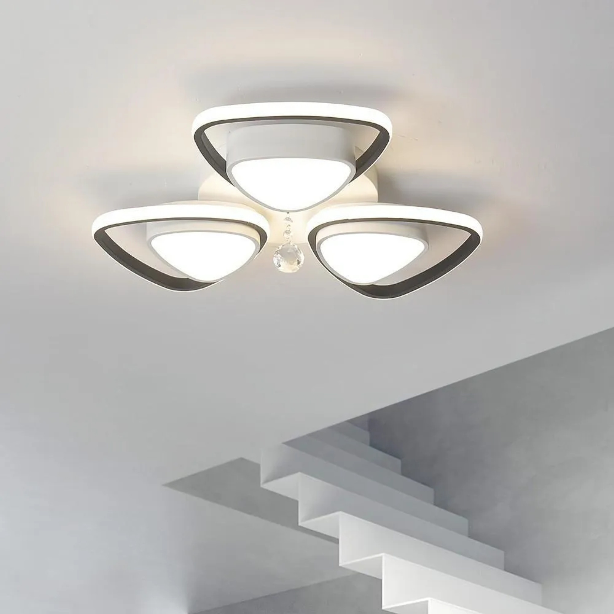 Lighom geometric white flush mount lighting — Warm White (3000K)