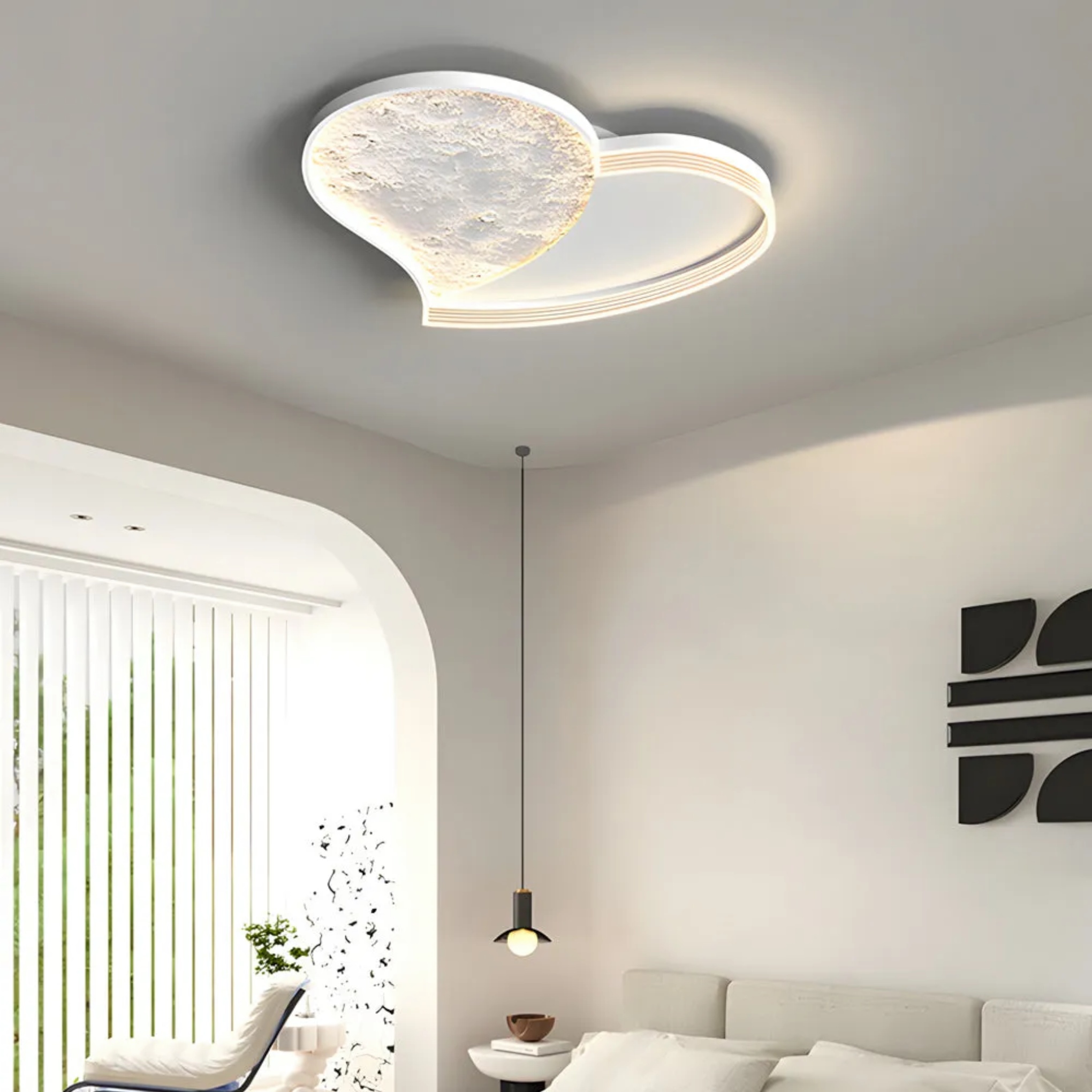 Minimalist lunar texture black flush mount lighting, Lighom — Round / Matte Black