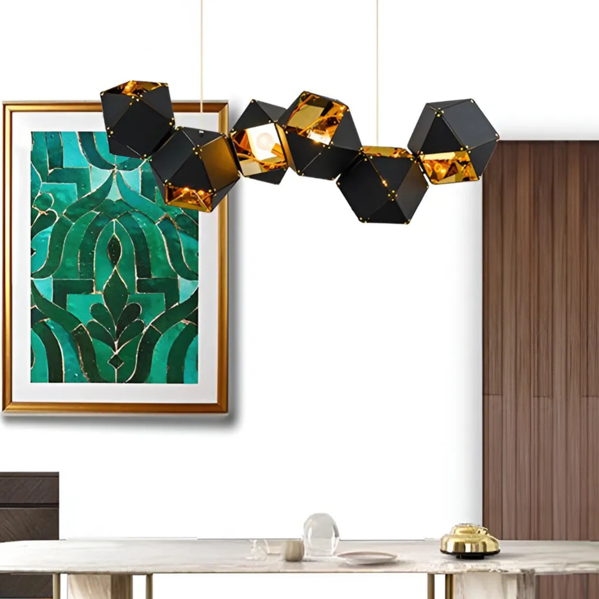 Postmodern polygonal black pendant lighting