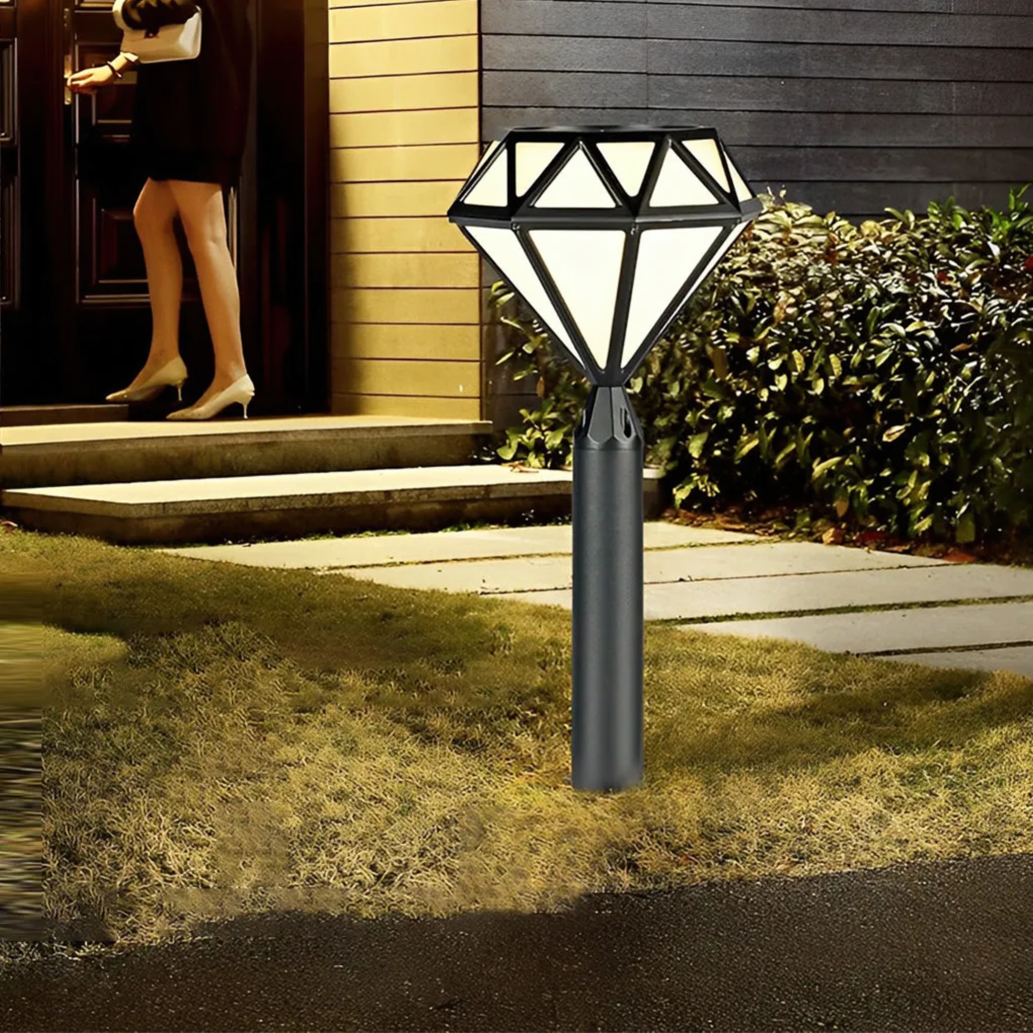 Lighom modern lawn geometric black landscape lighting — 24"