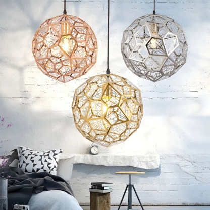 Gray iron postmodern spherical pendant lighting — 10" Diameter / Polished Chrome