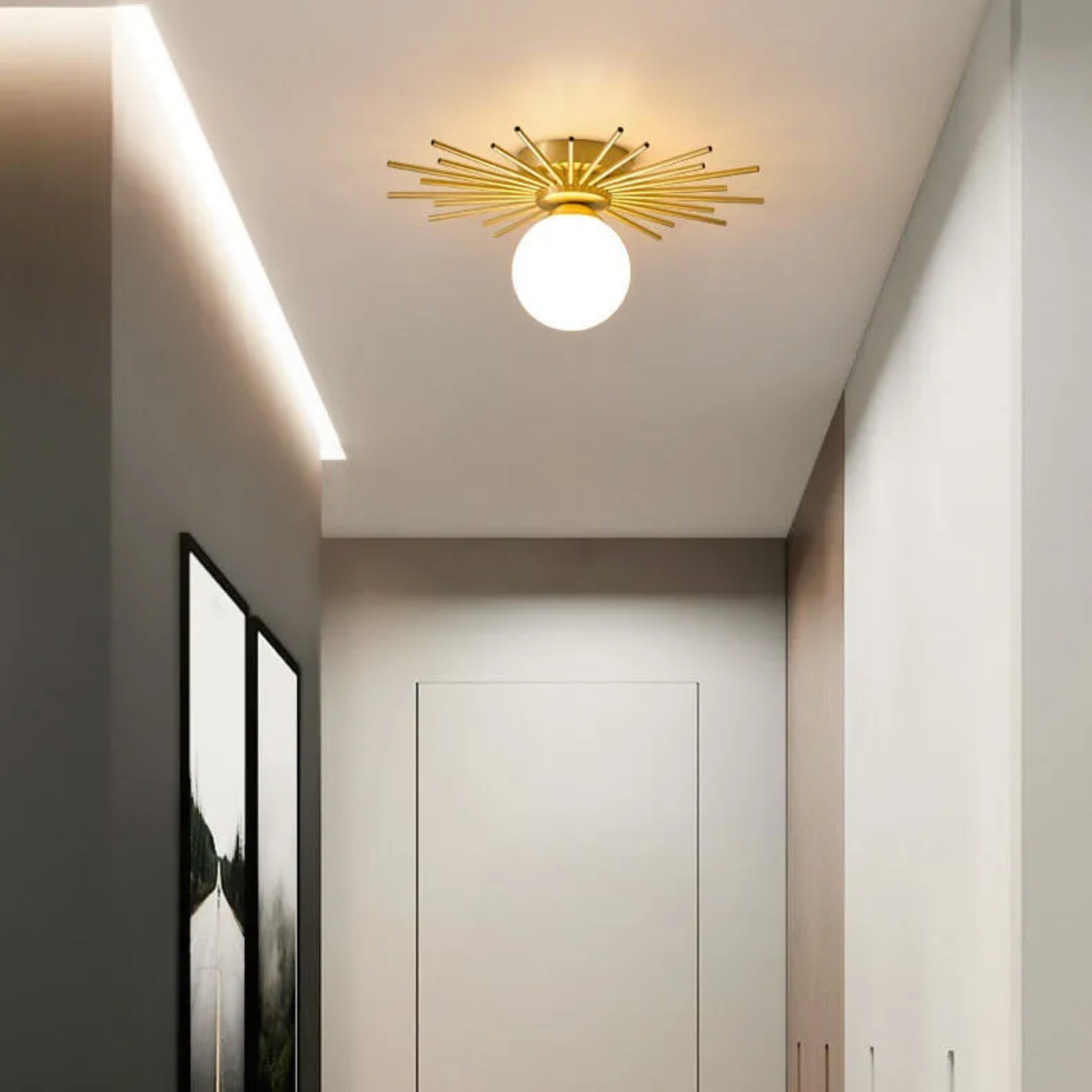 Gold modern ball semi-flush semi-flush mount light — 110V-120V (US/CA)