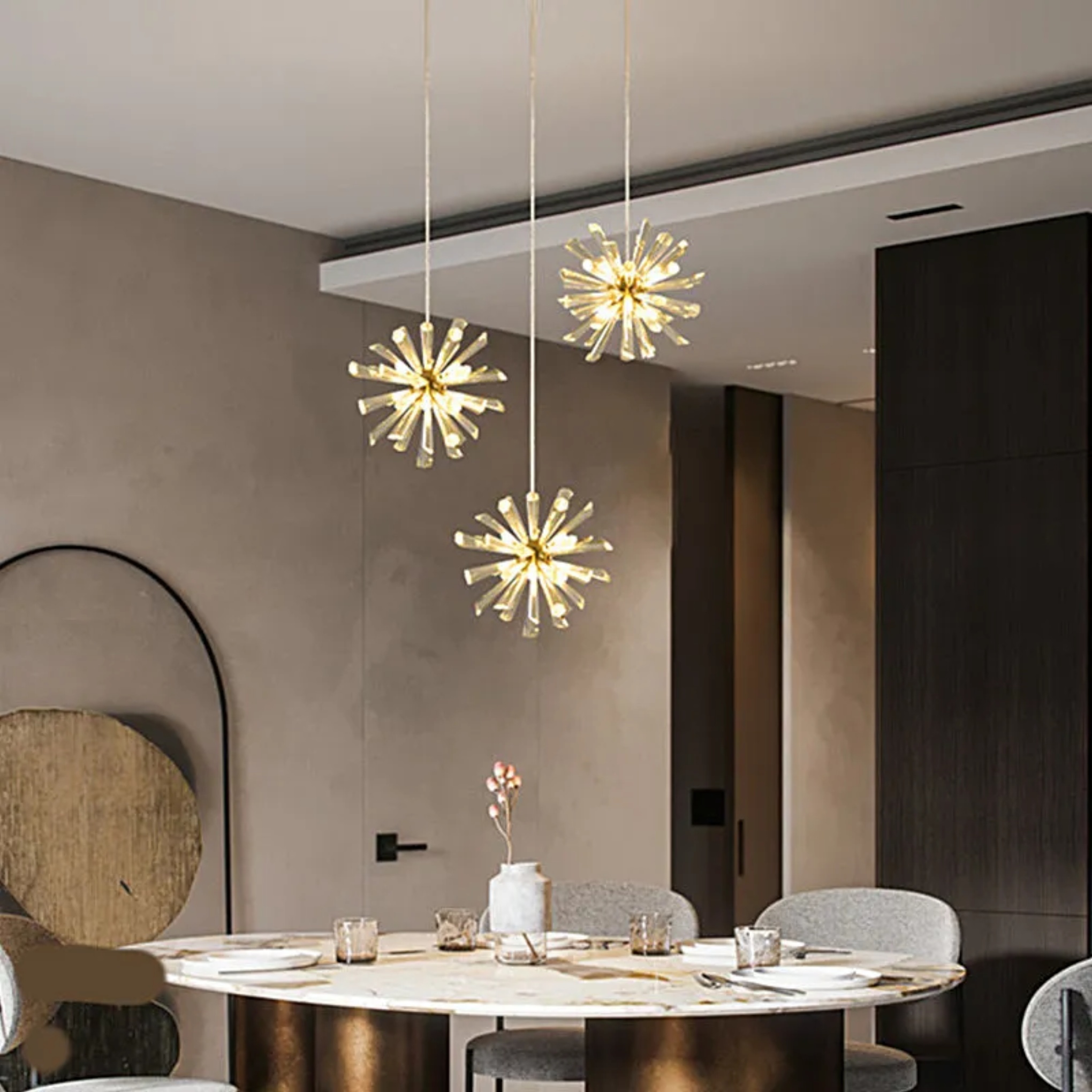 Modern 3-step dandelion bronze glass pendant lighting, Lighom — Bulb Not Included