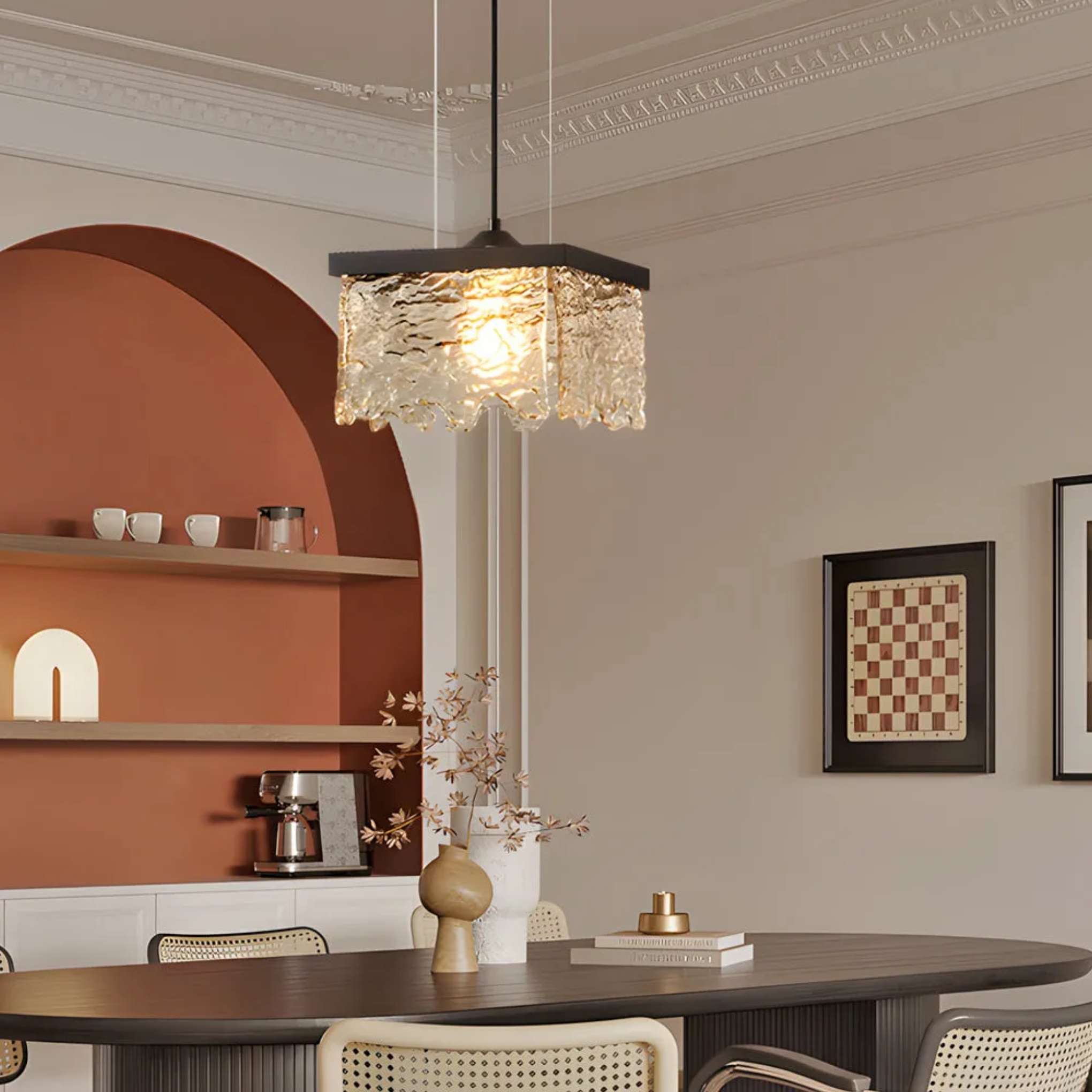 Lighom modern black pendant lighting in glass — 9.1"