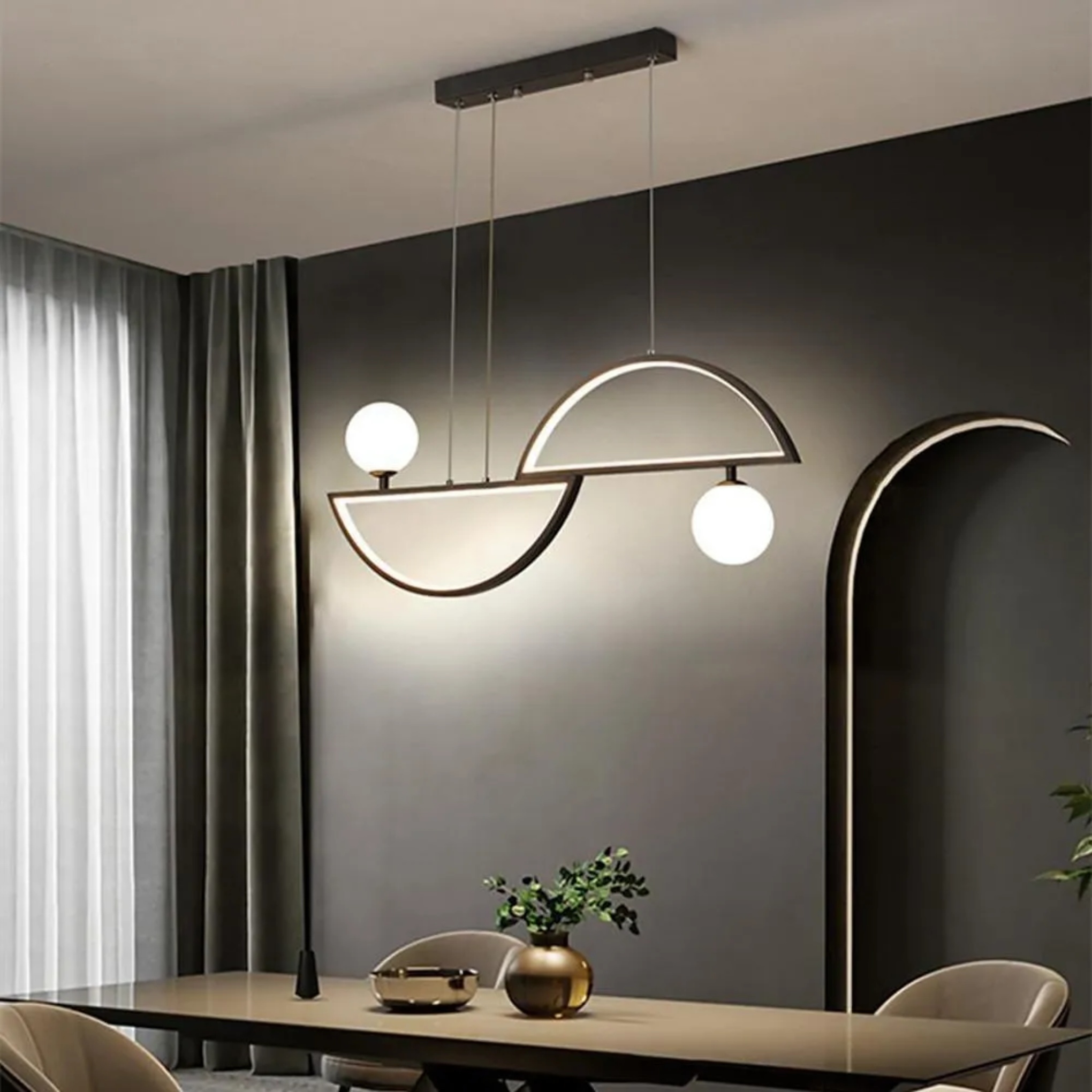 Lighom globe glass pendant lighting for kitchen — Matte Black / Warm White (3000K)