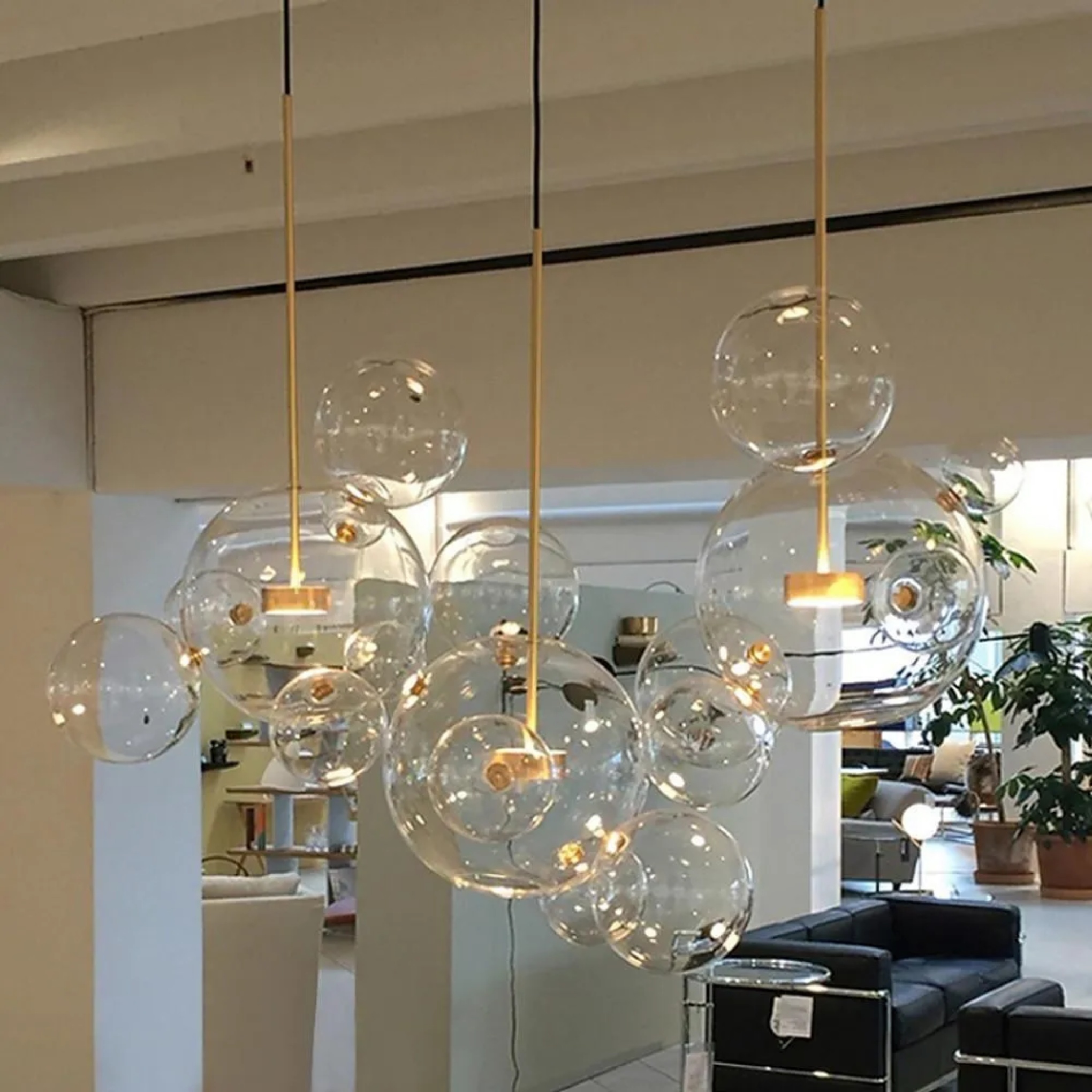 Black glass bubble globe pendant lighting - modern — 1-Light