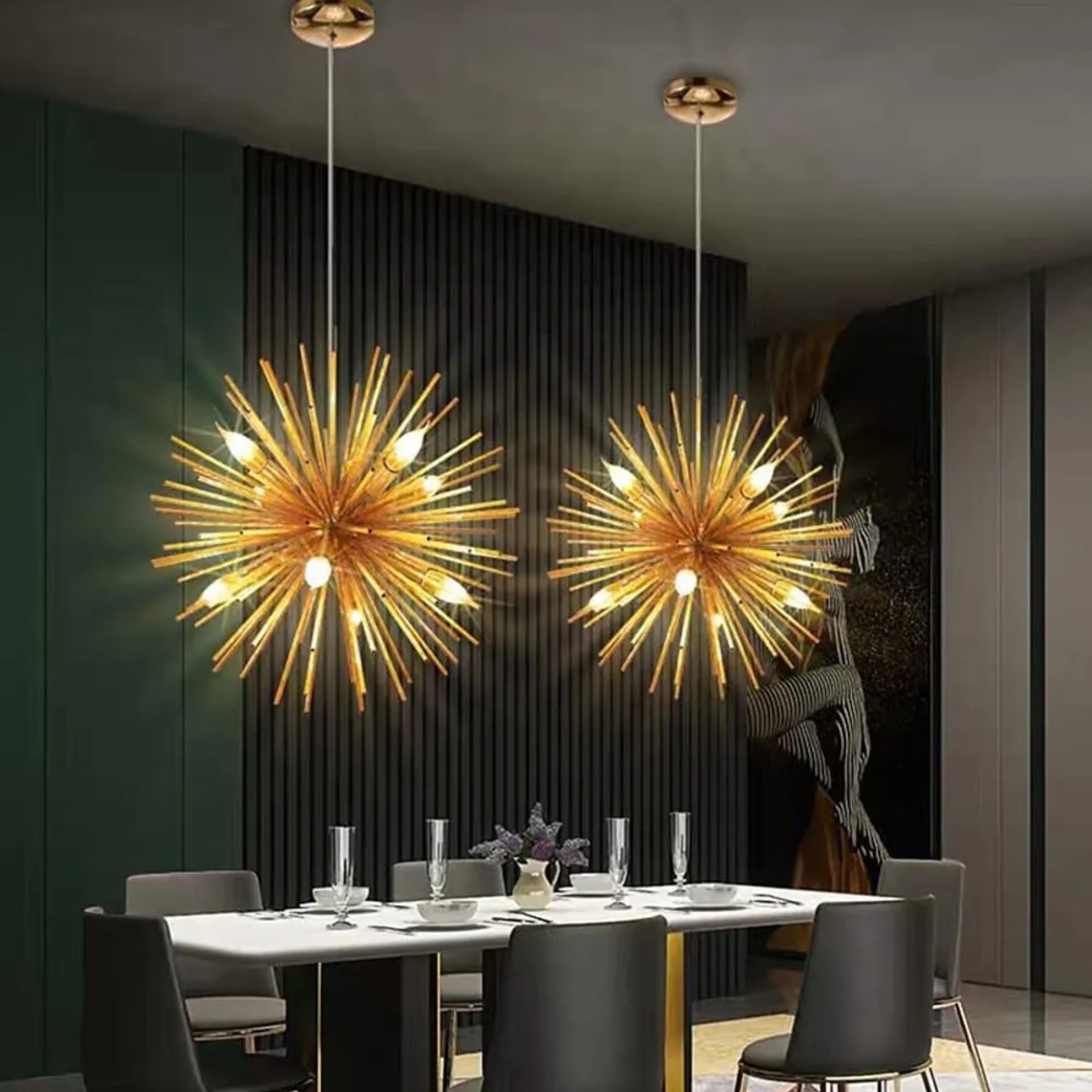 Gray metal globe pendant lighting - modern — Brushed Gold