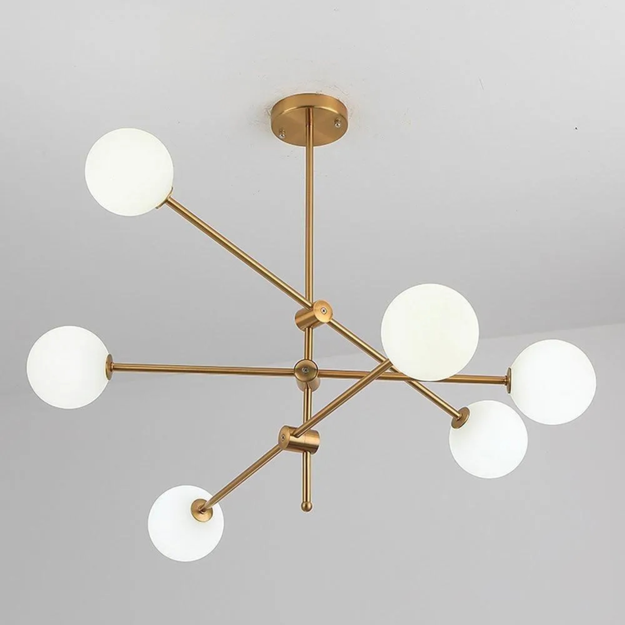 Lighom 6-bulb sputnik gold chandeliers — Warm White (3000K)