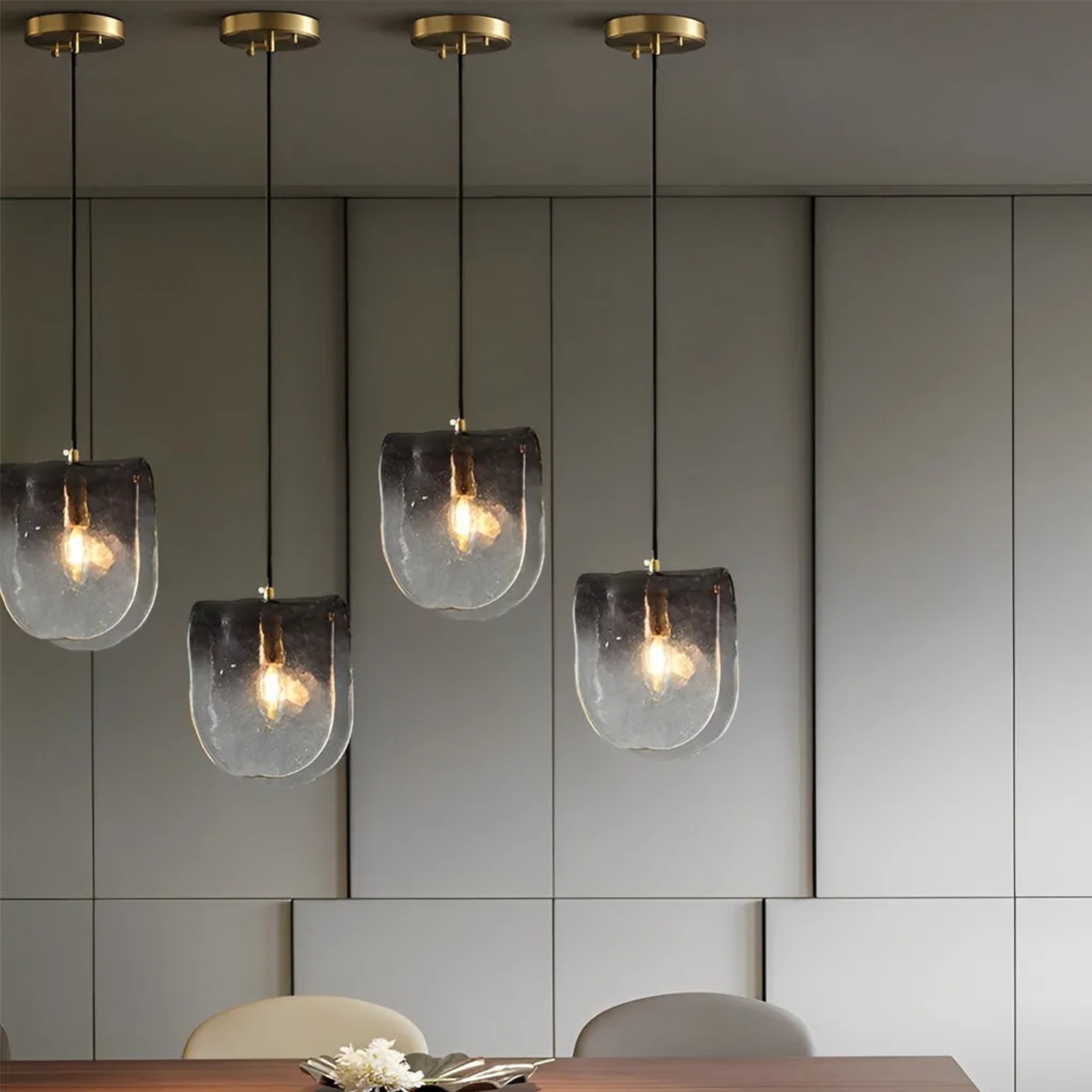 Gray glass metal smoky mini pendant lighting - modern