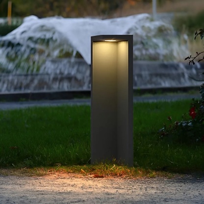 Industrial half-cut rectangular gray landscape lighting — 6" / Solar