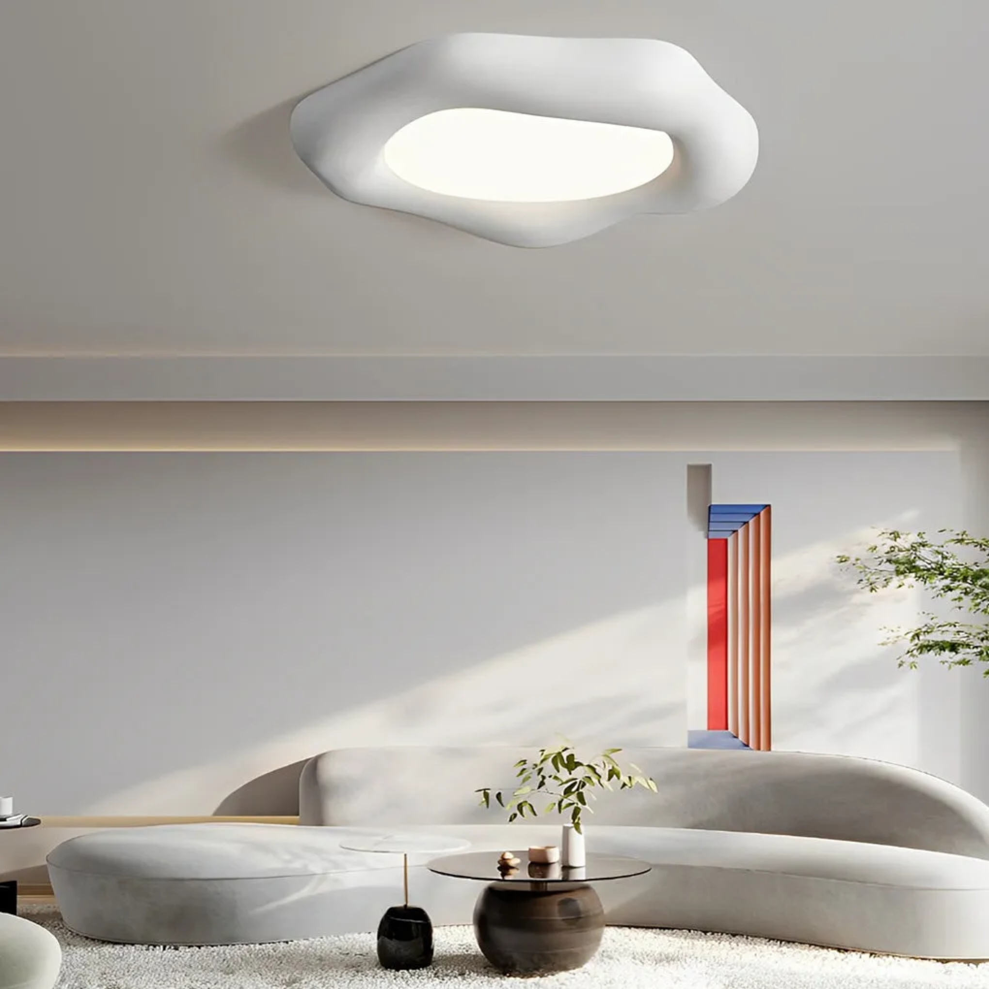 Modern cloud handmade green flush mount lighting in synthetic — Orange