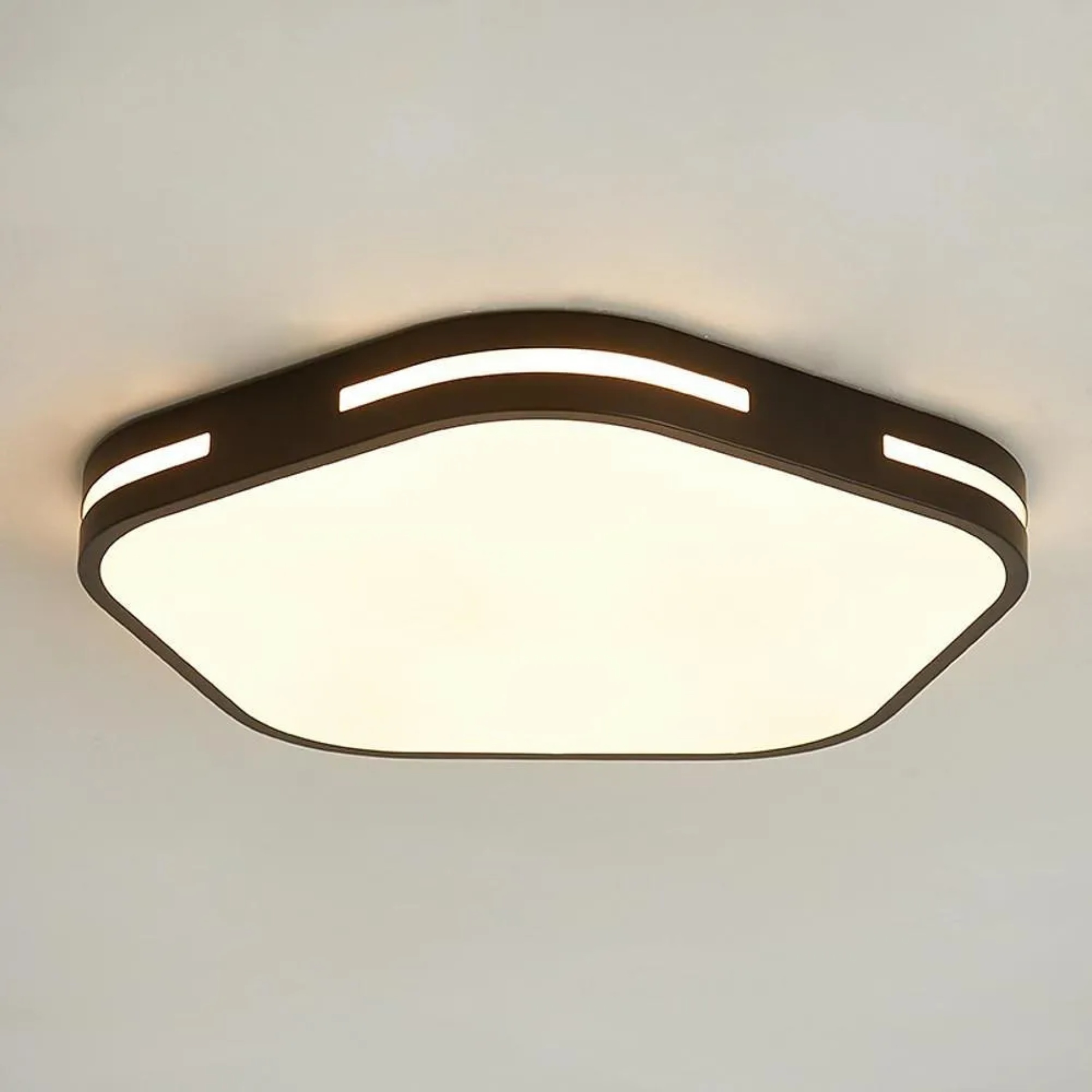 Minimalist hexagon white flush mount lighting