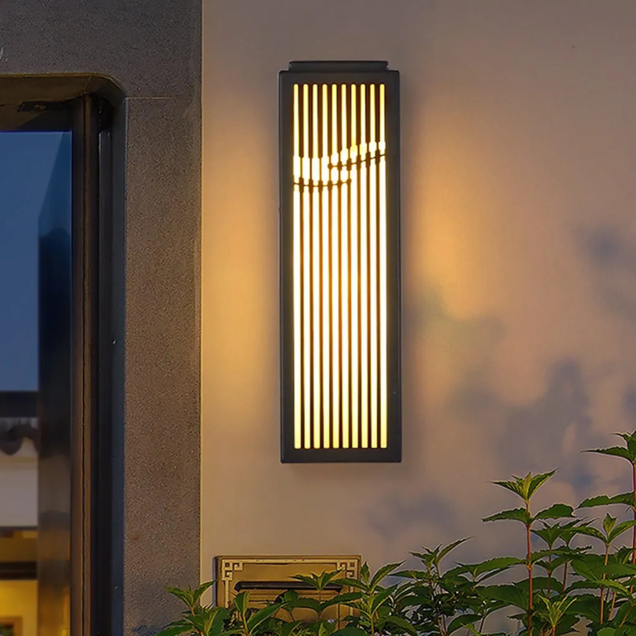 Industrial gate hollowed outdoor wall lighting in metal — 5"X4"X16" / Set of 1