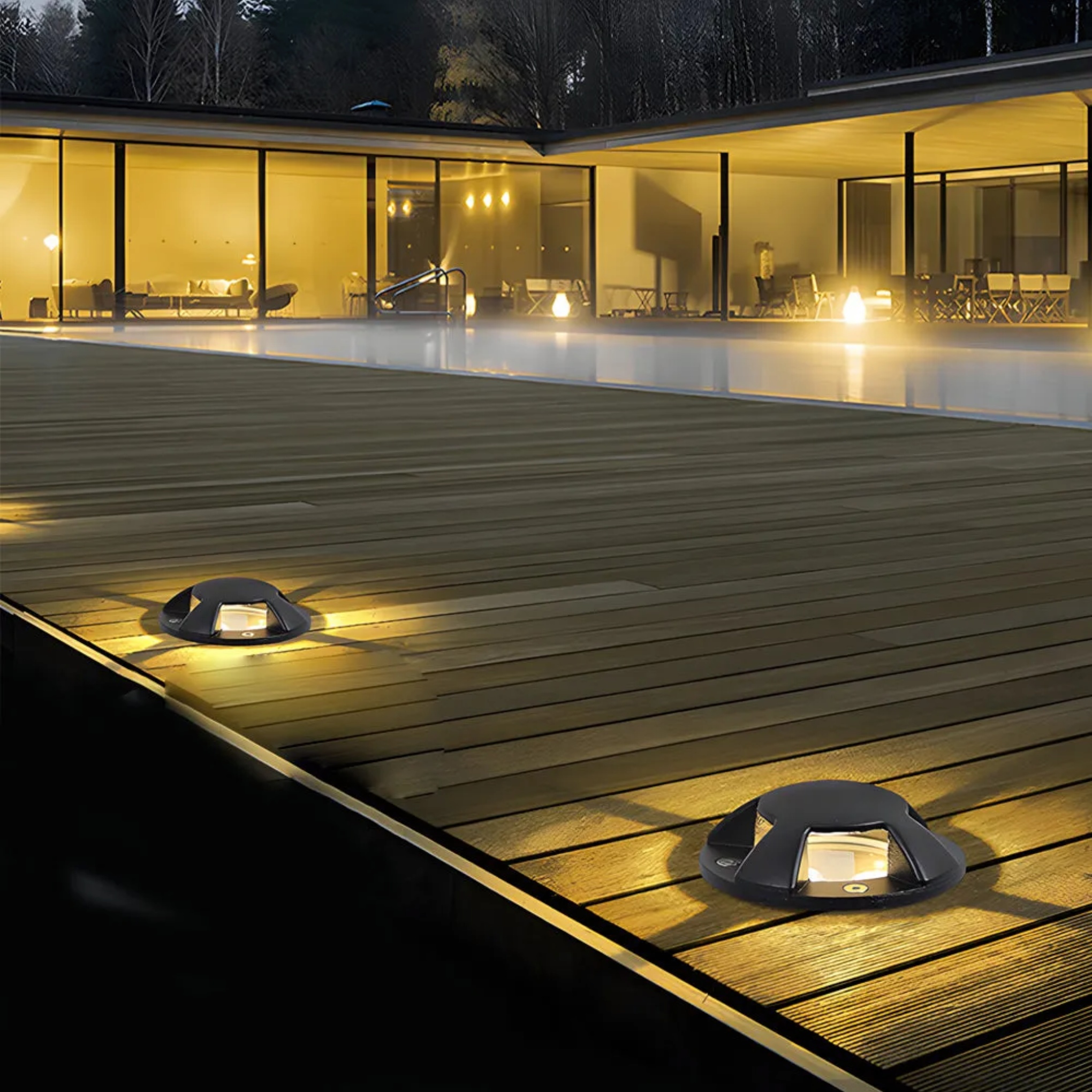 Industrial low deck metal step & deck lights — 1-Side