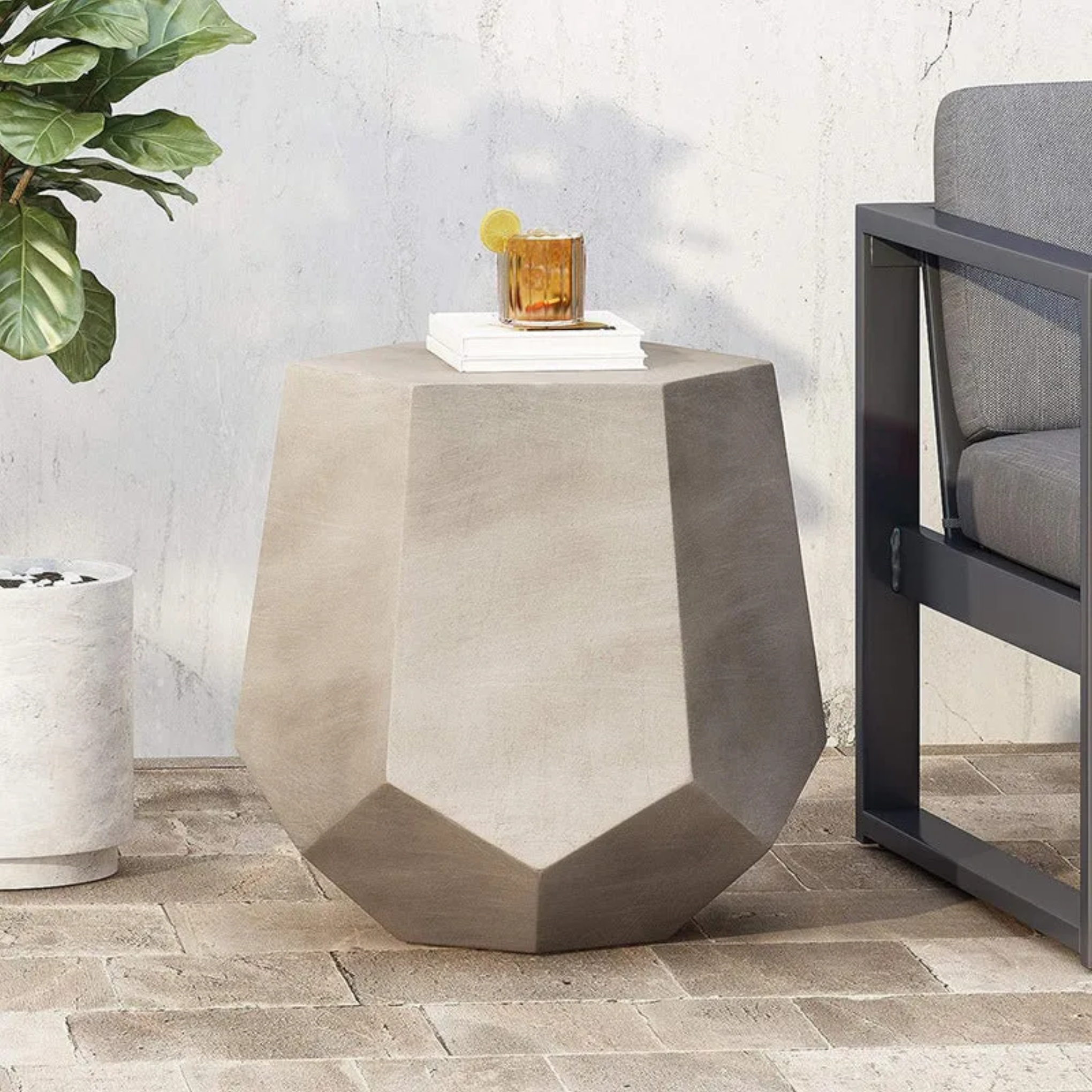 Gray contemporary magnesium hexagonal end & side tables