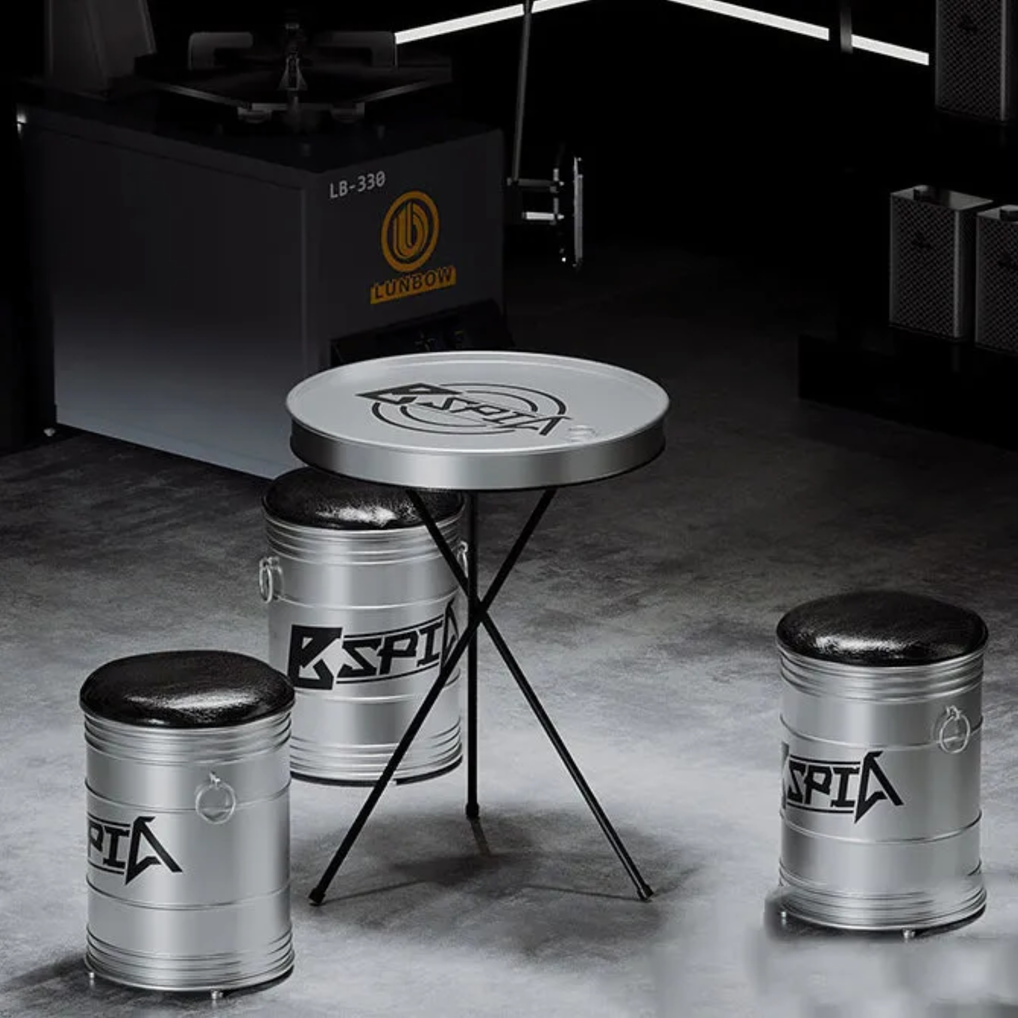 Black contemporary drum coffee tables — Chair Only