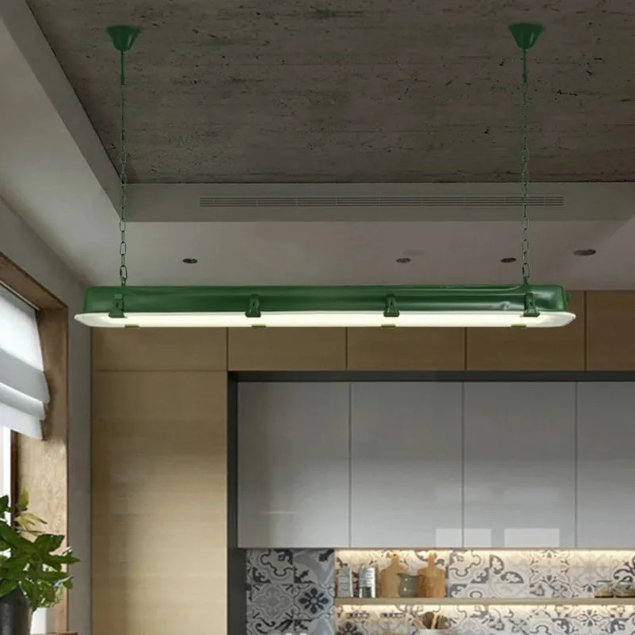 Contemporary island rectangular chandeliers in iron — 27.56" L x 7.87" W / 110V-120V (US/CA