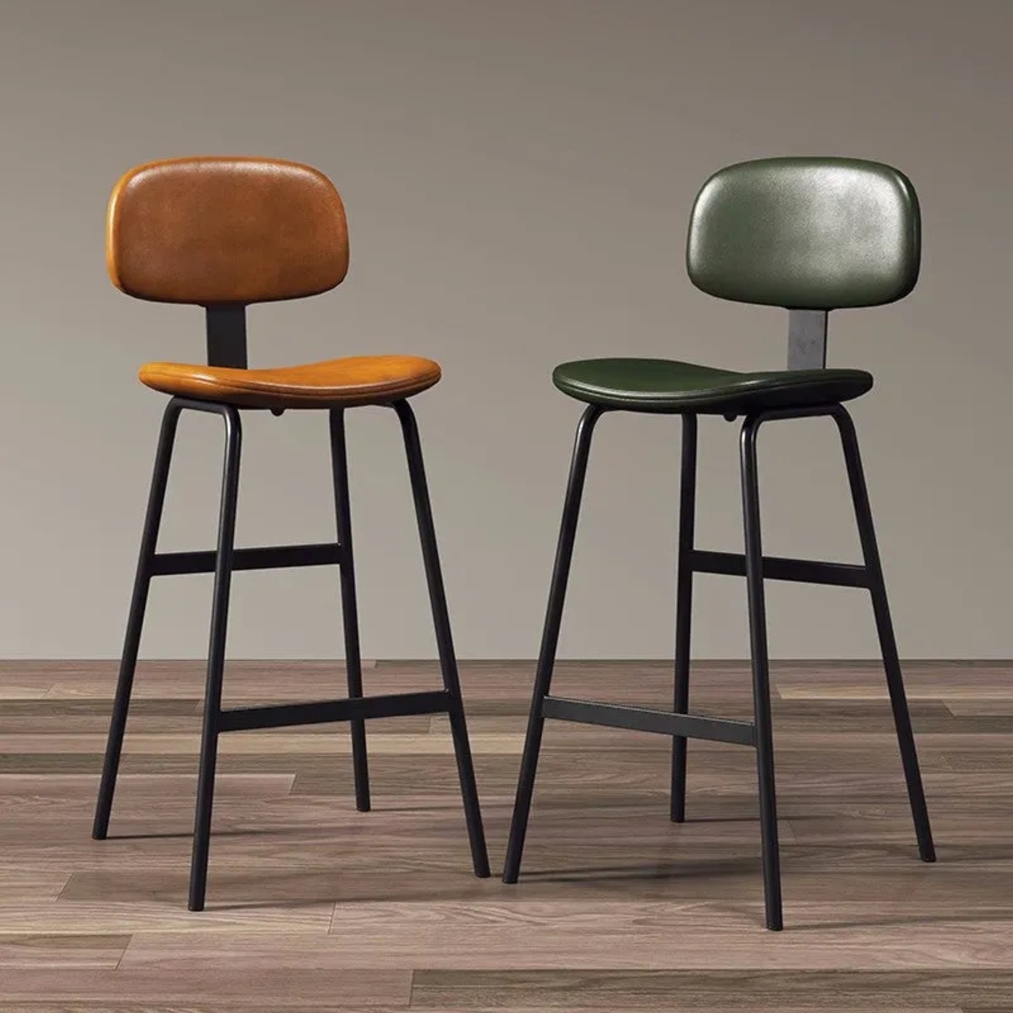 Leather bar & counter stools in gray