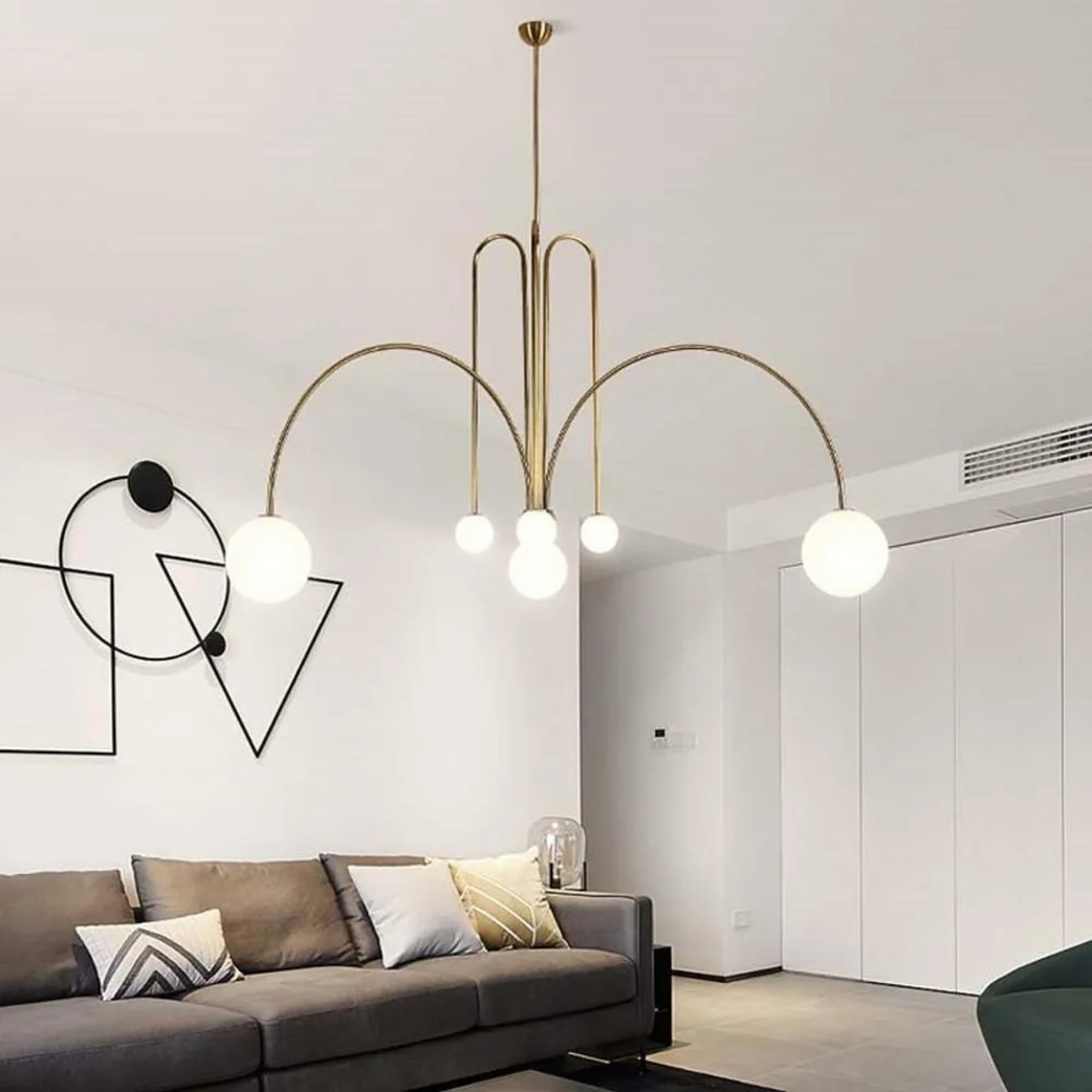 Geometric glass chandeliers for dining room — Warm White (3000K) / Matte Black