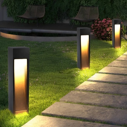 Industrial open-slide rectangular black metal acrylic steel landscape lighting